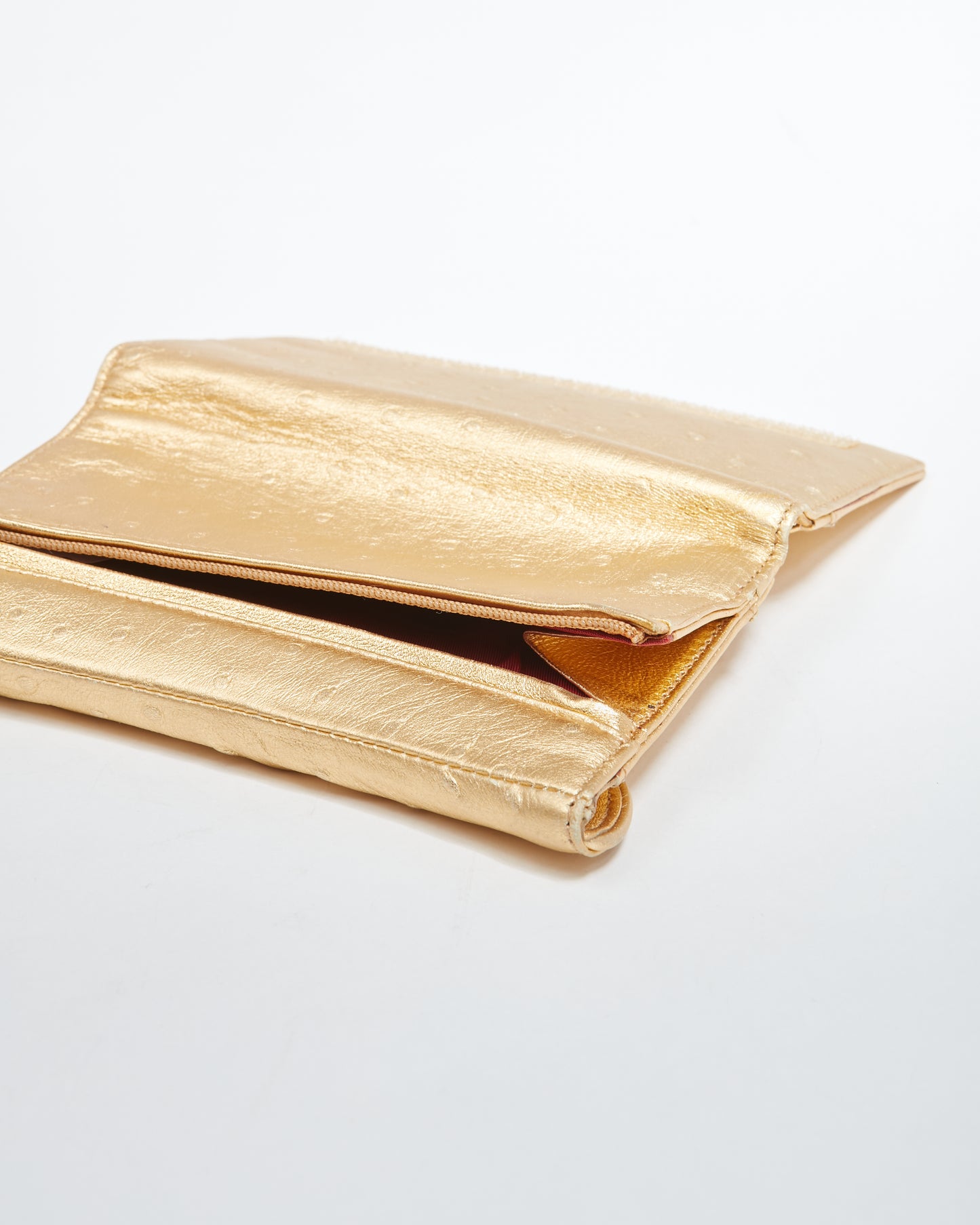 Dior Gold Embossed Leather Saddle Wallet