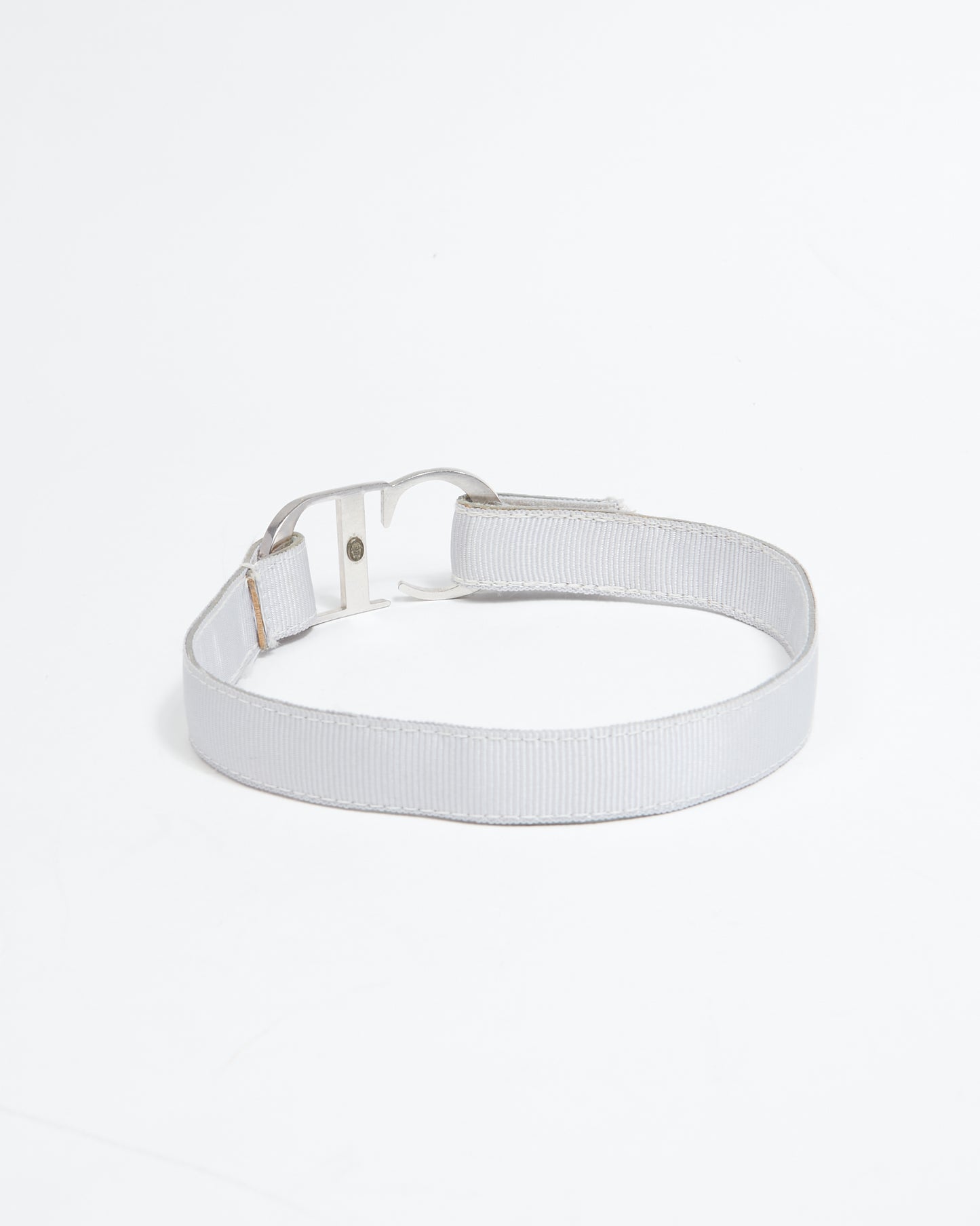 Collier ras du cou en tissu CD argenté vintage Dior - S