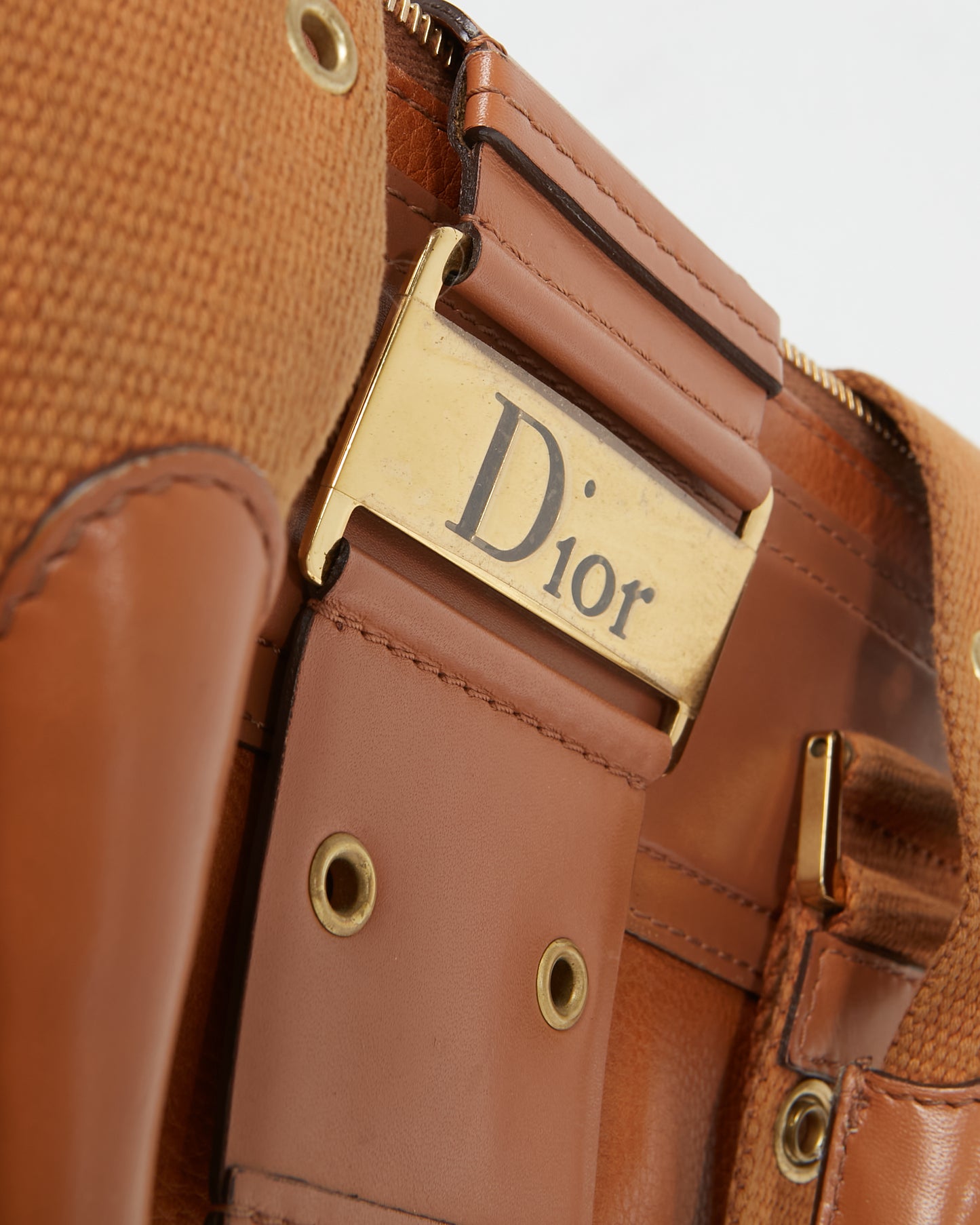 Dior Vintage Tan Leather Street Chic Top Handle Tote Bag