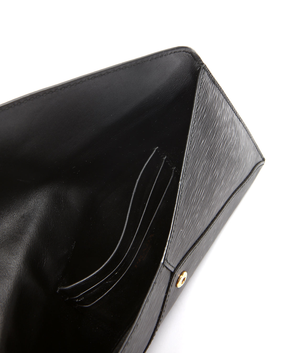 Prada Black Leather Envelope Flap Pouch