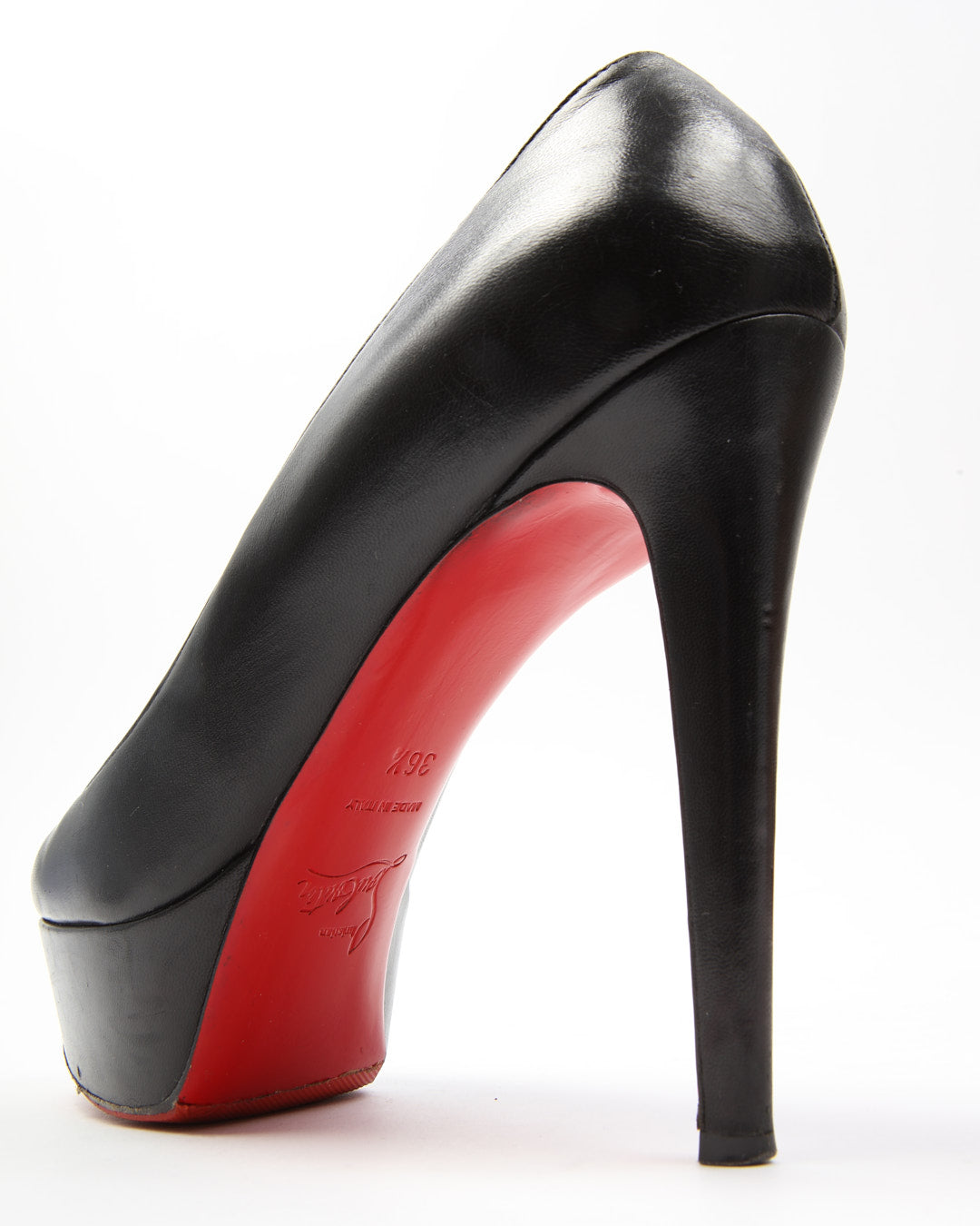 Louboutin Black Leather Bianca Platform Pumps - 36.5