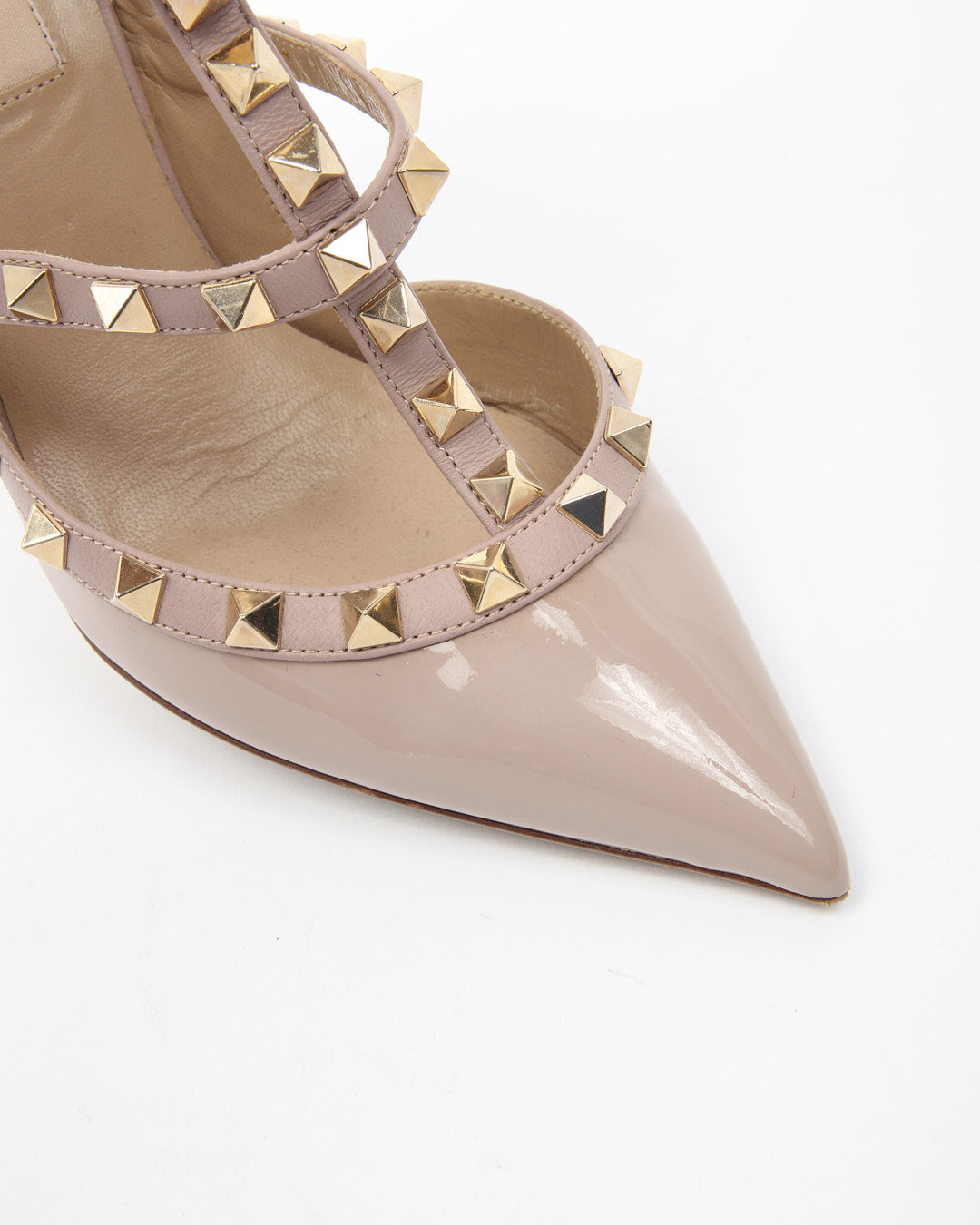 Valentino Nude Patent Leather Rockstud Sandal Heels - 37