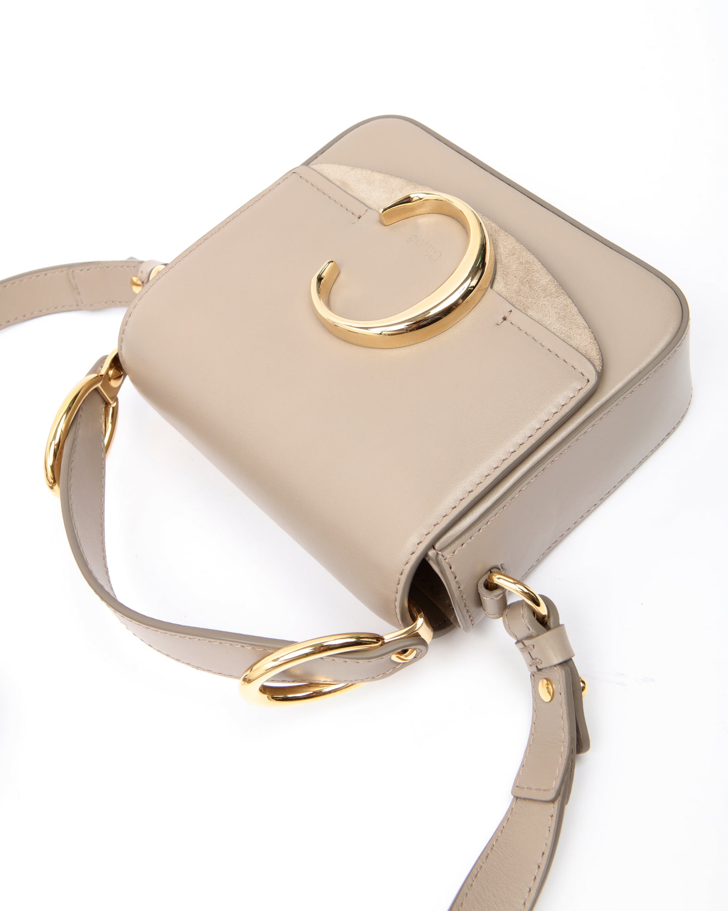 Chloe Taupe Leather Mini C Crossbody Bag