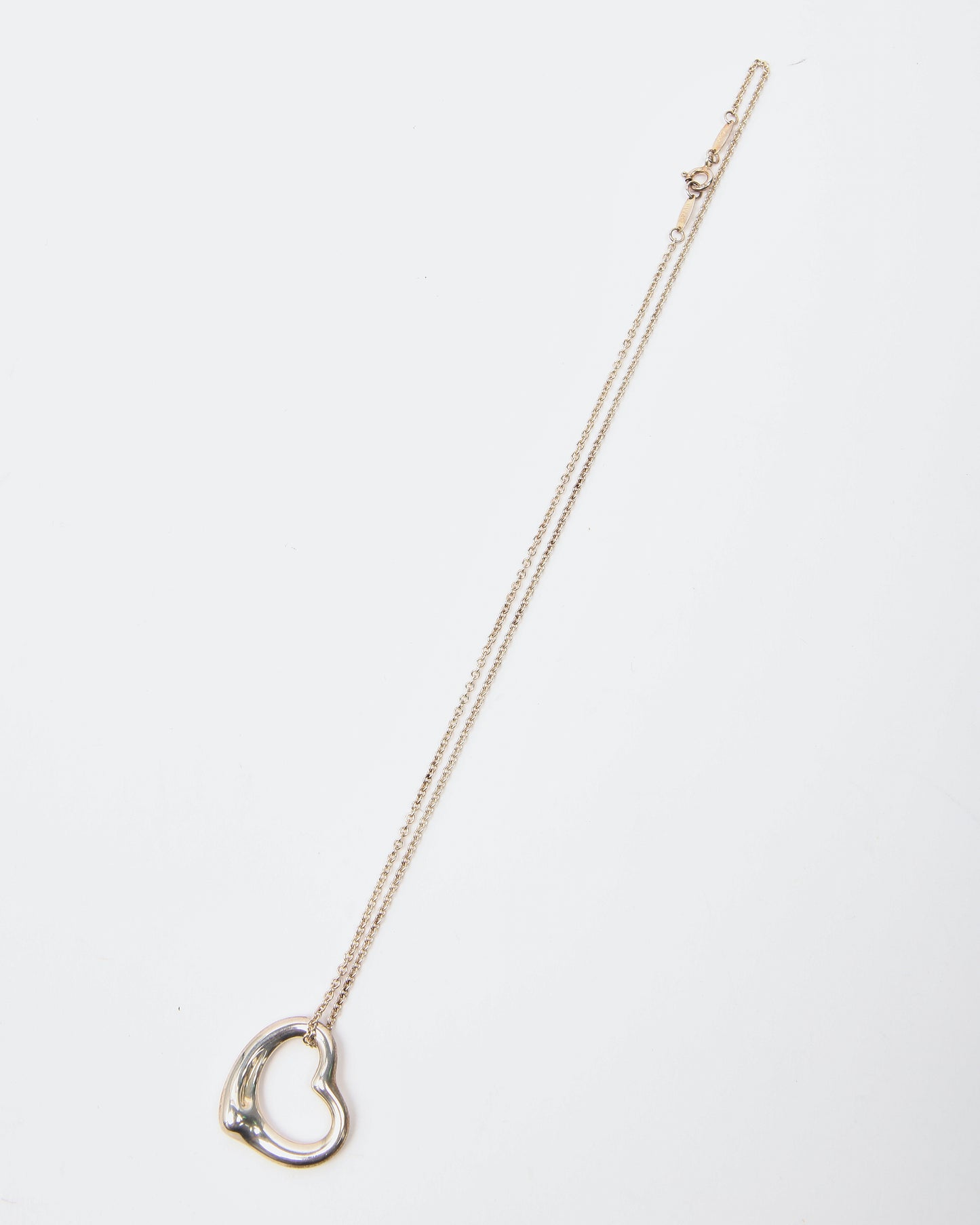 Tiffany&Co. Sterling Silver Open Heart Motif Pendant Necklace