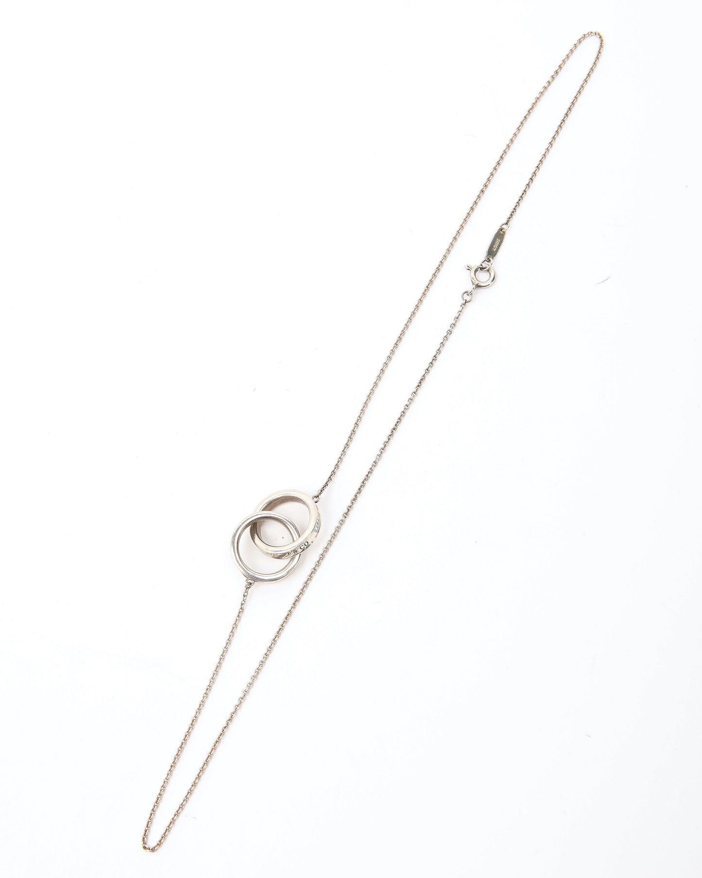 Tiffany&Co. Sterling Silver Interlocking Double Loop Rings Necklace