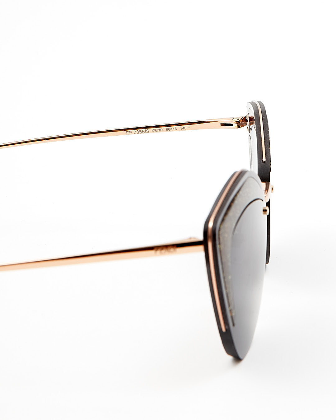 Fendi Gold Dark Lens Glitter FF0355/S Cat Eye Sunglasses