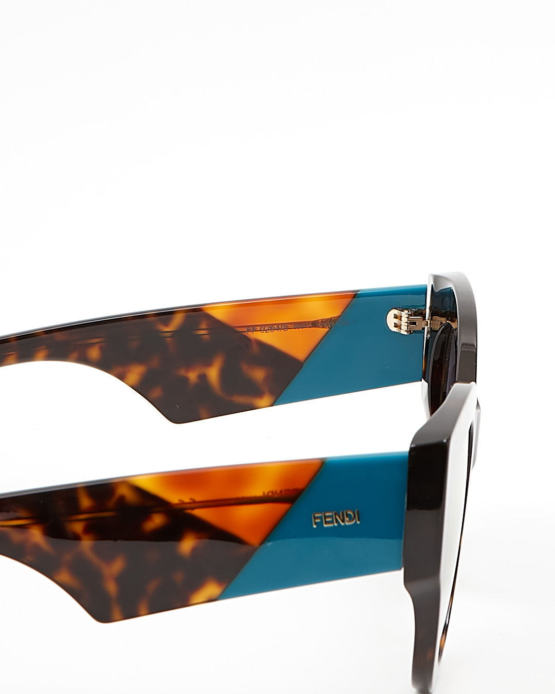 Fendi Marron Tortue / Turquoise FF0264 Lunettes de soleil œil de chat surdimensionnées