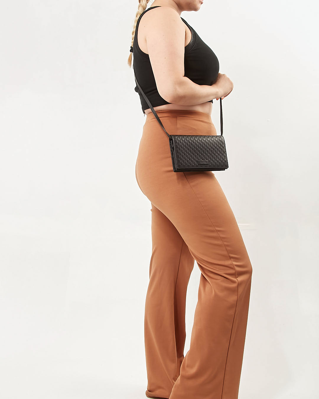 Gucci Black Microguccissima Leather Wallet On Chain