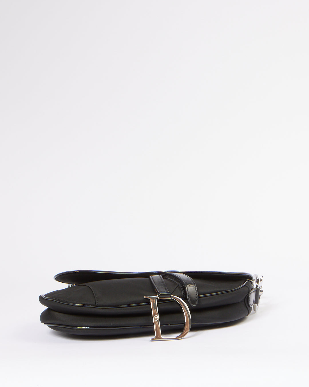 Dior Vintage Black Satin Saddle Shoulder Bag