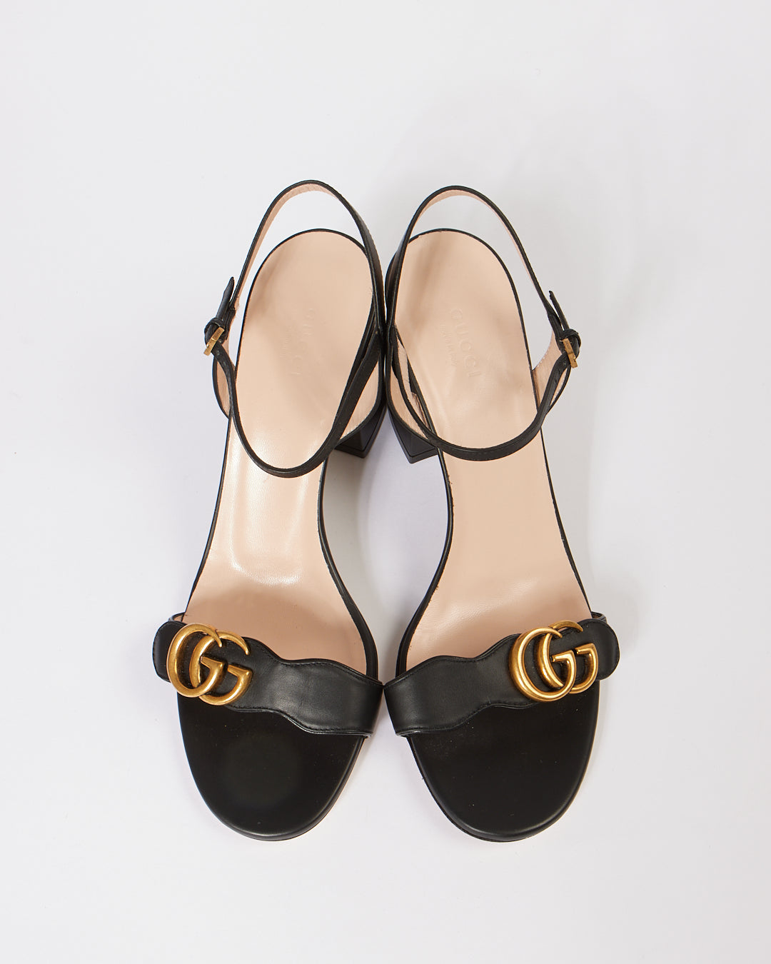 Gucci Black Marmont GG Sandal Block Heels - 41