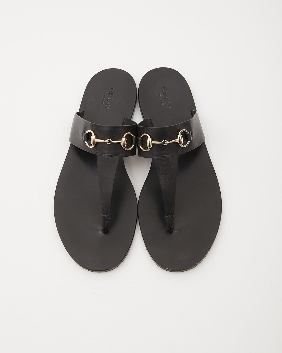 Gucci Black Leather Horsebit Sandal - 39