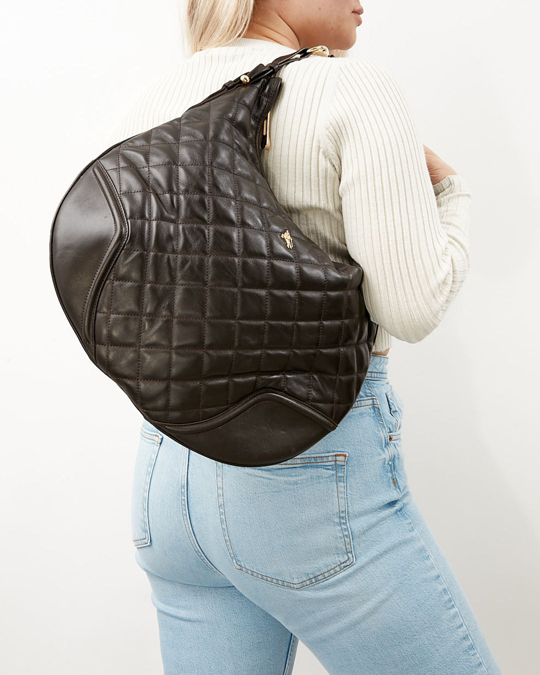 Burberry Brown Leather Quilted Shoulder Bag