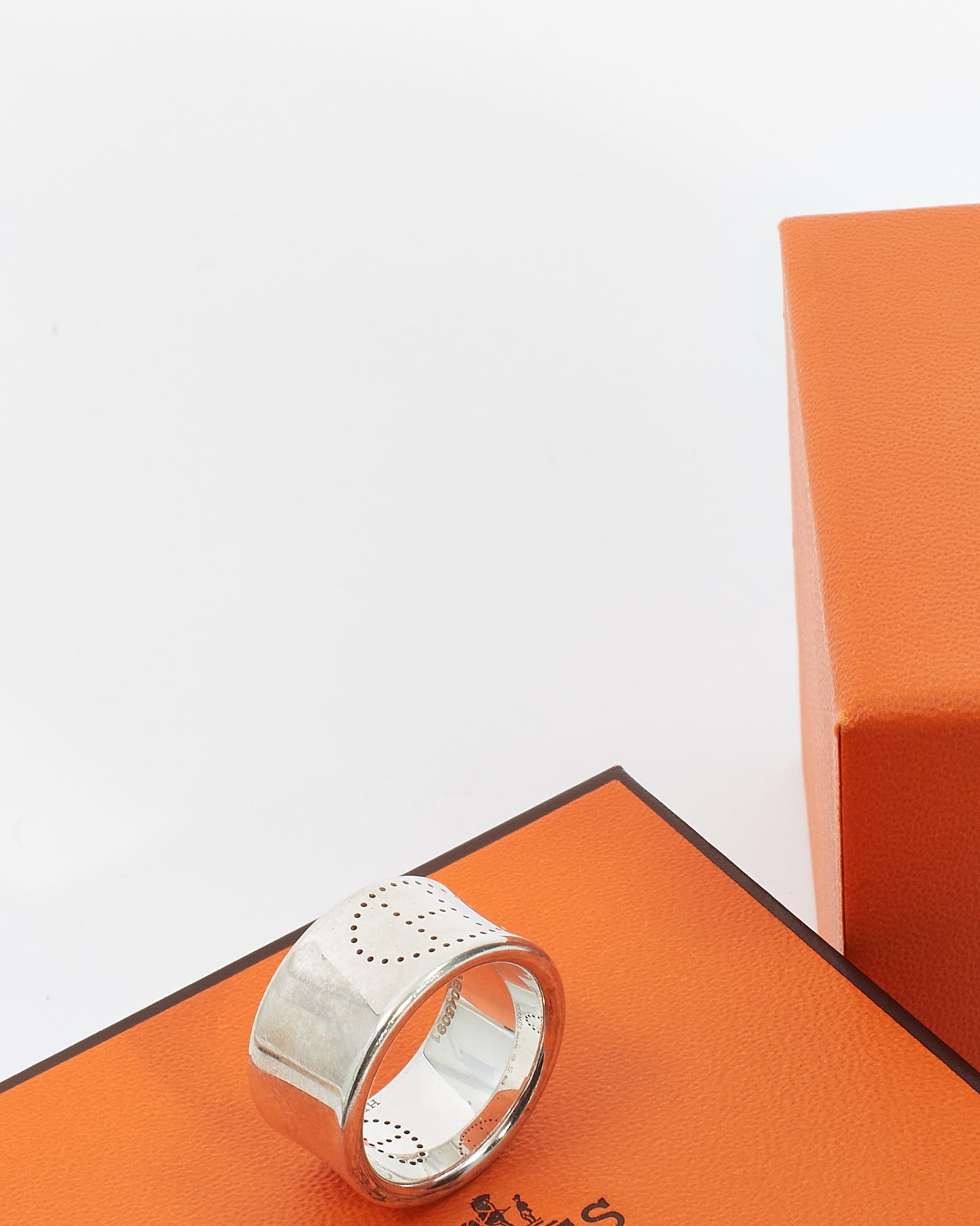 Hermès Sterling Silver Eclipse Ruban Ring Large Model - 52