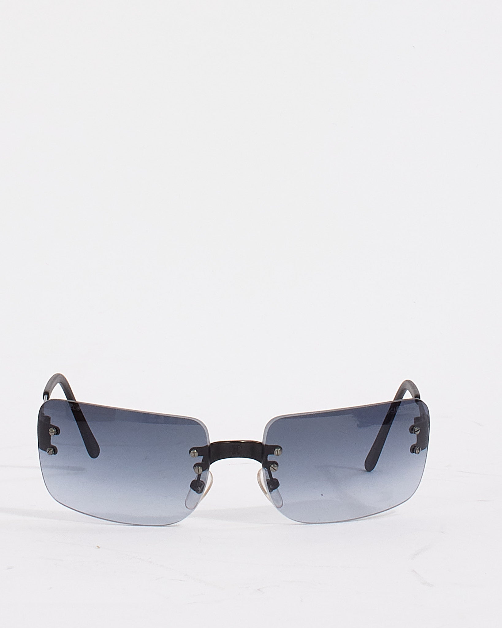 Buy Chanel Vintage Black Smoke 4005 Modello Rimless Sunglasses