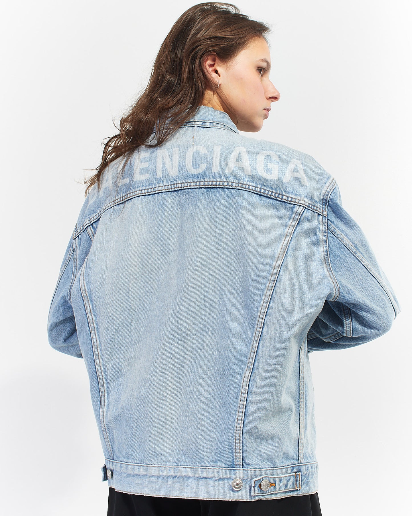 Balenciaga Light Blue Logo Denim Jacket - 44