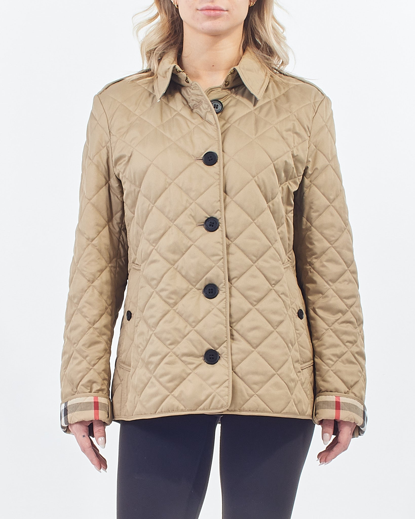 Explore a Burberry Beige Diamond Quilted Vintage Check Jacket XL