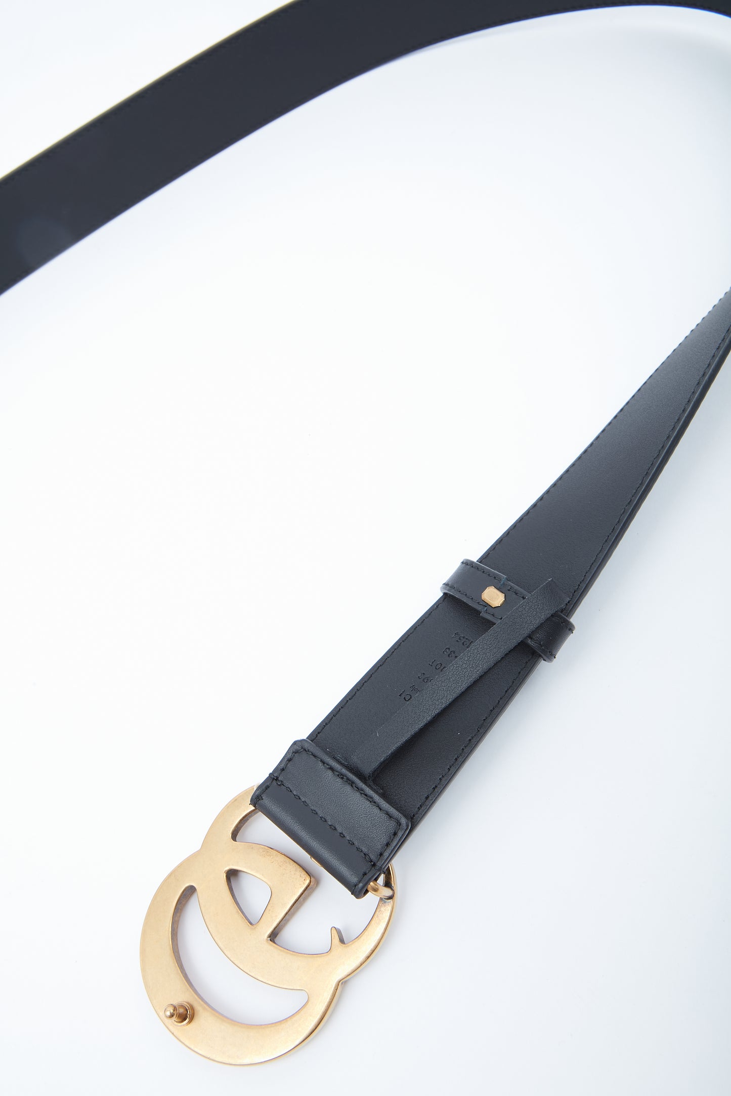 Gucci Black Leather Marmont Double GG Wide Belt - 95/38