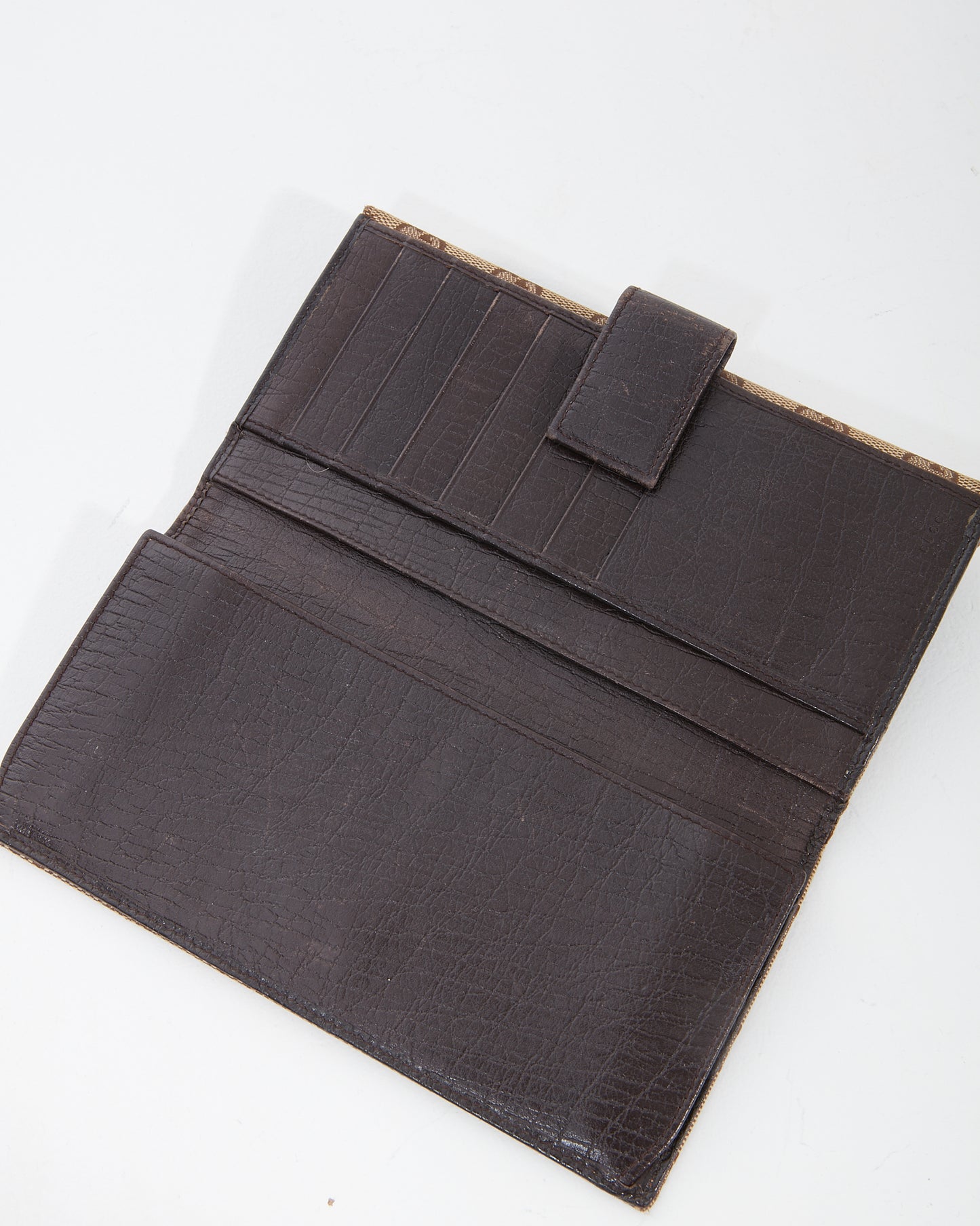 Gucci Brown GG Canvas Horsebit Gold Détail Flap Wallet