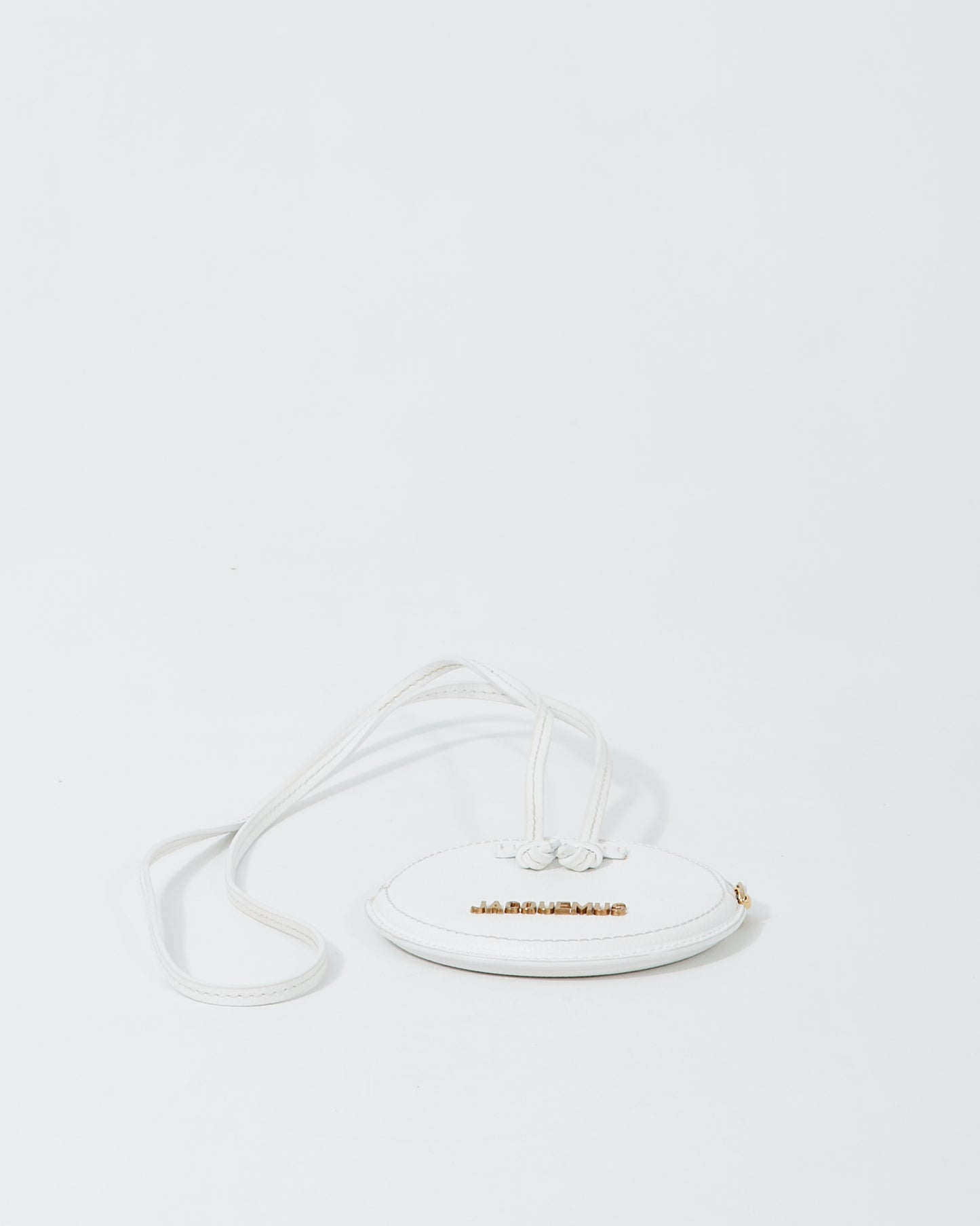 Jacquemus White Leather « Le Pitchou » Wallet Necklace