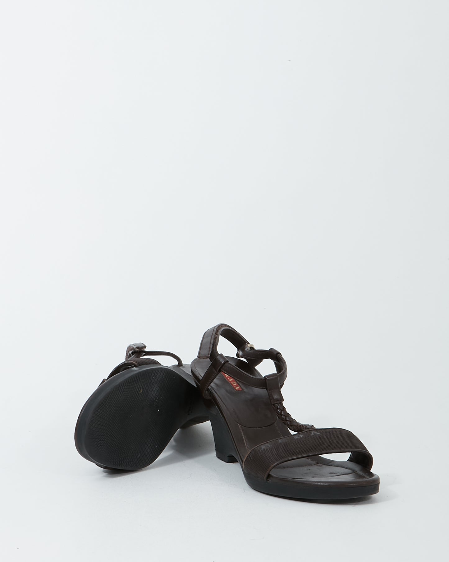 Prada Brown Leather Wedge Heel - 38.5