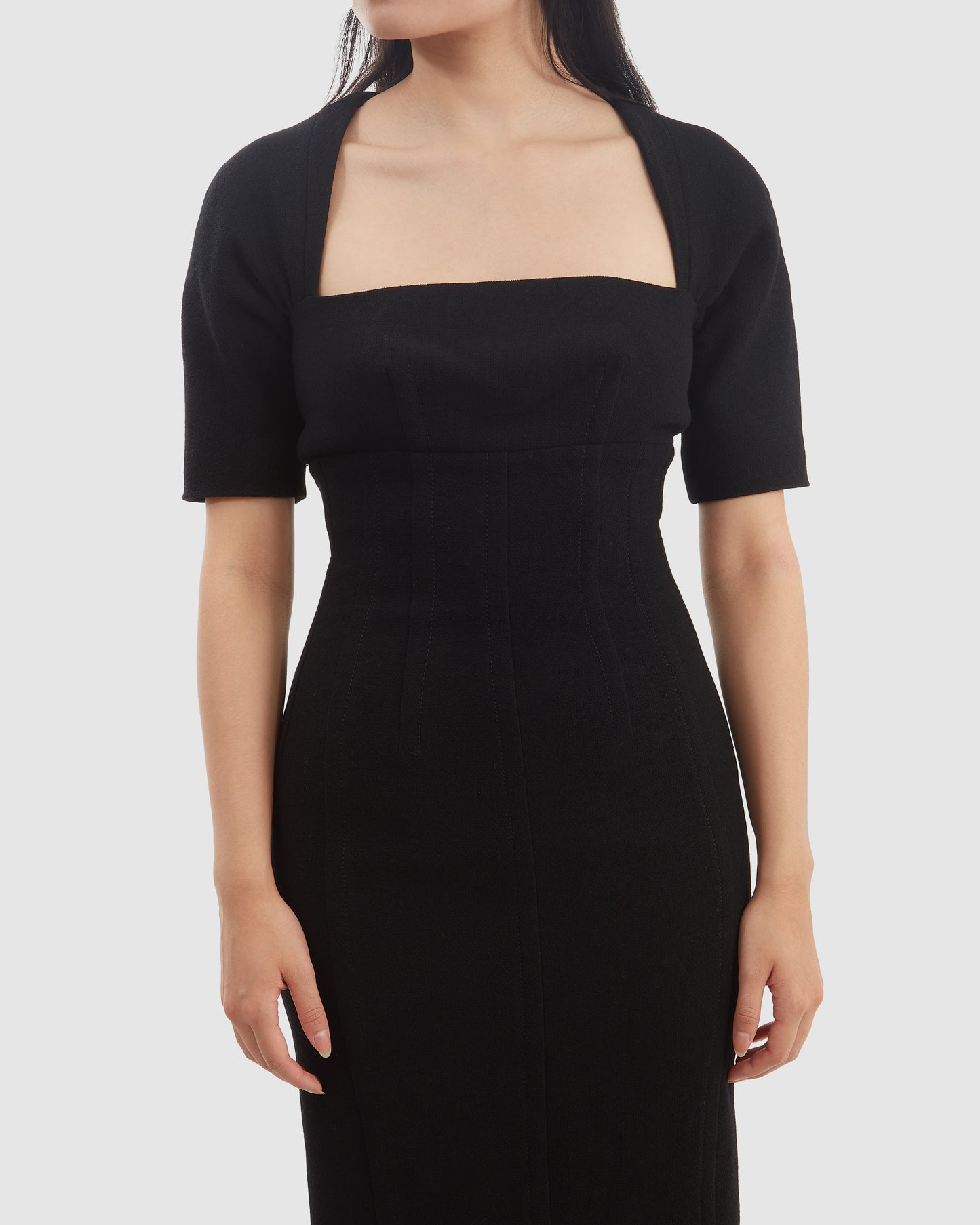 Robe de cocktail ceinturée en crêpe noir Prada - 38