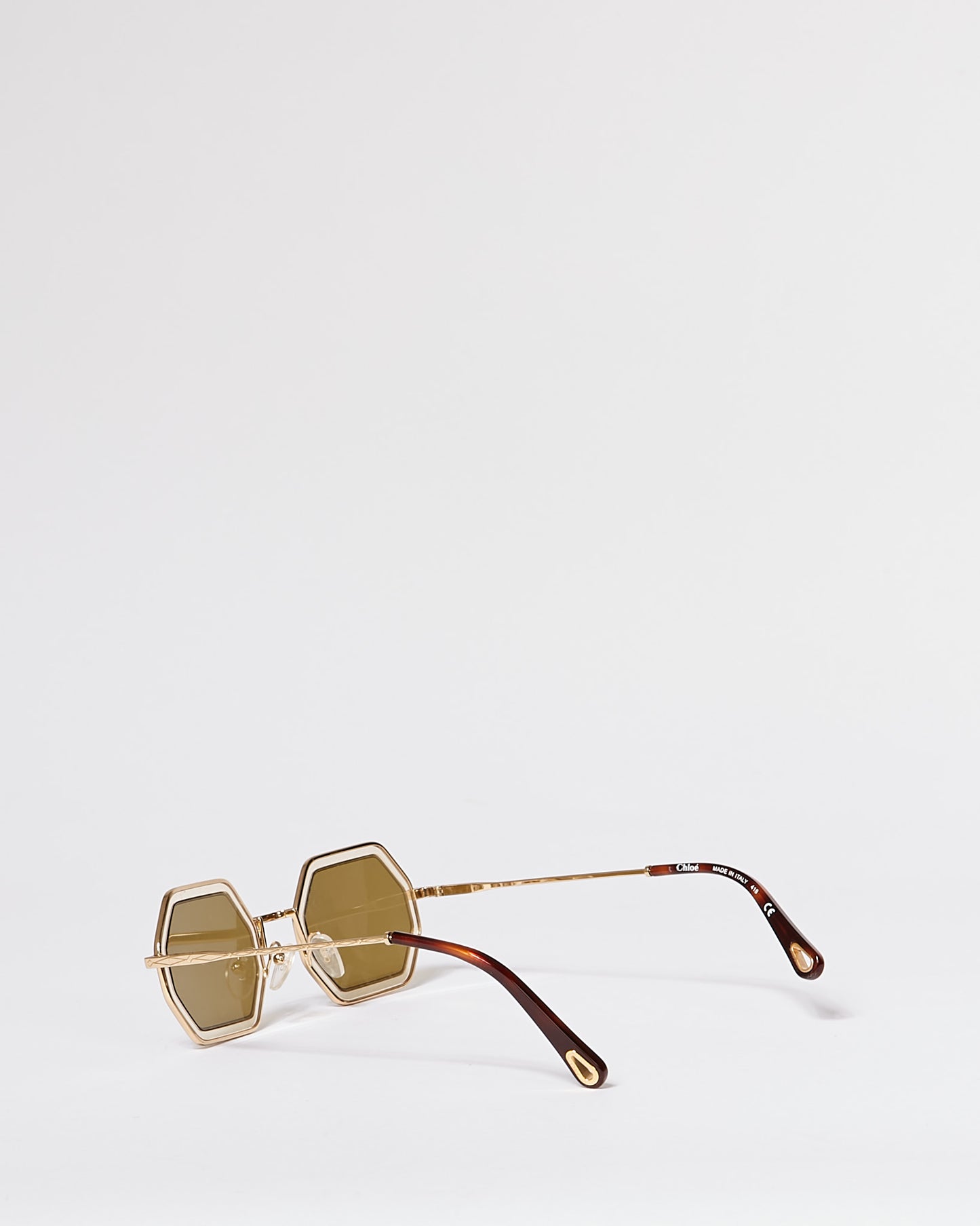 Chloe Gold Small Octagon Frame Sunglasses
