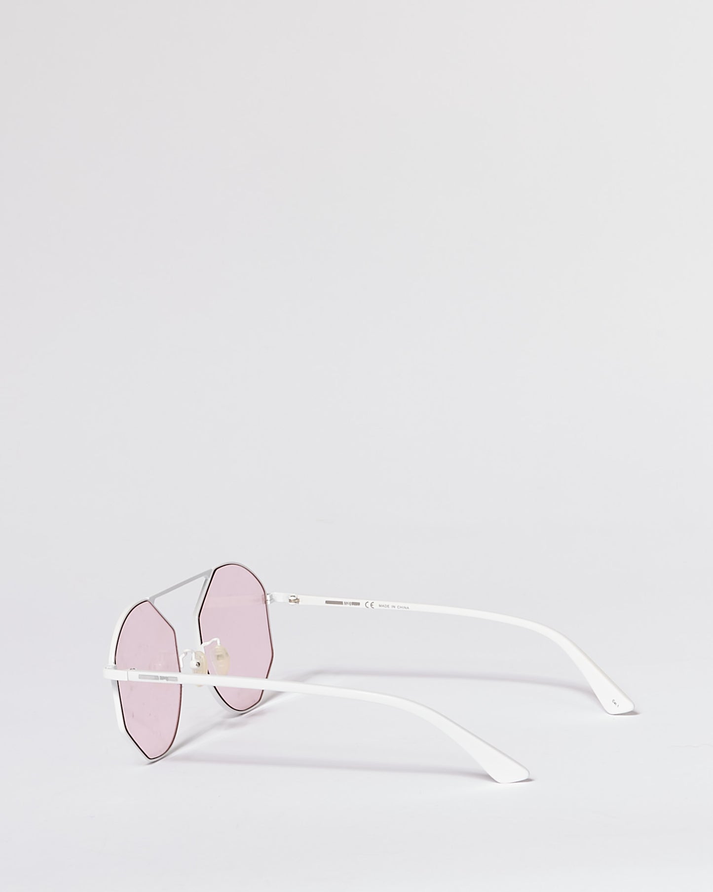 McQueen White/Pink Round Frame Sunglasses