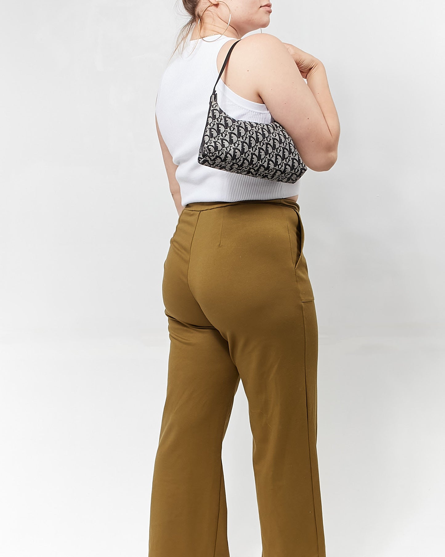 Dior Oblique Vintage Black Canvas Shoulder Bag