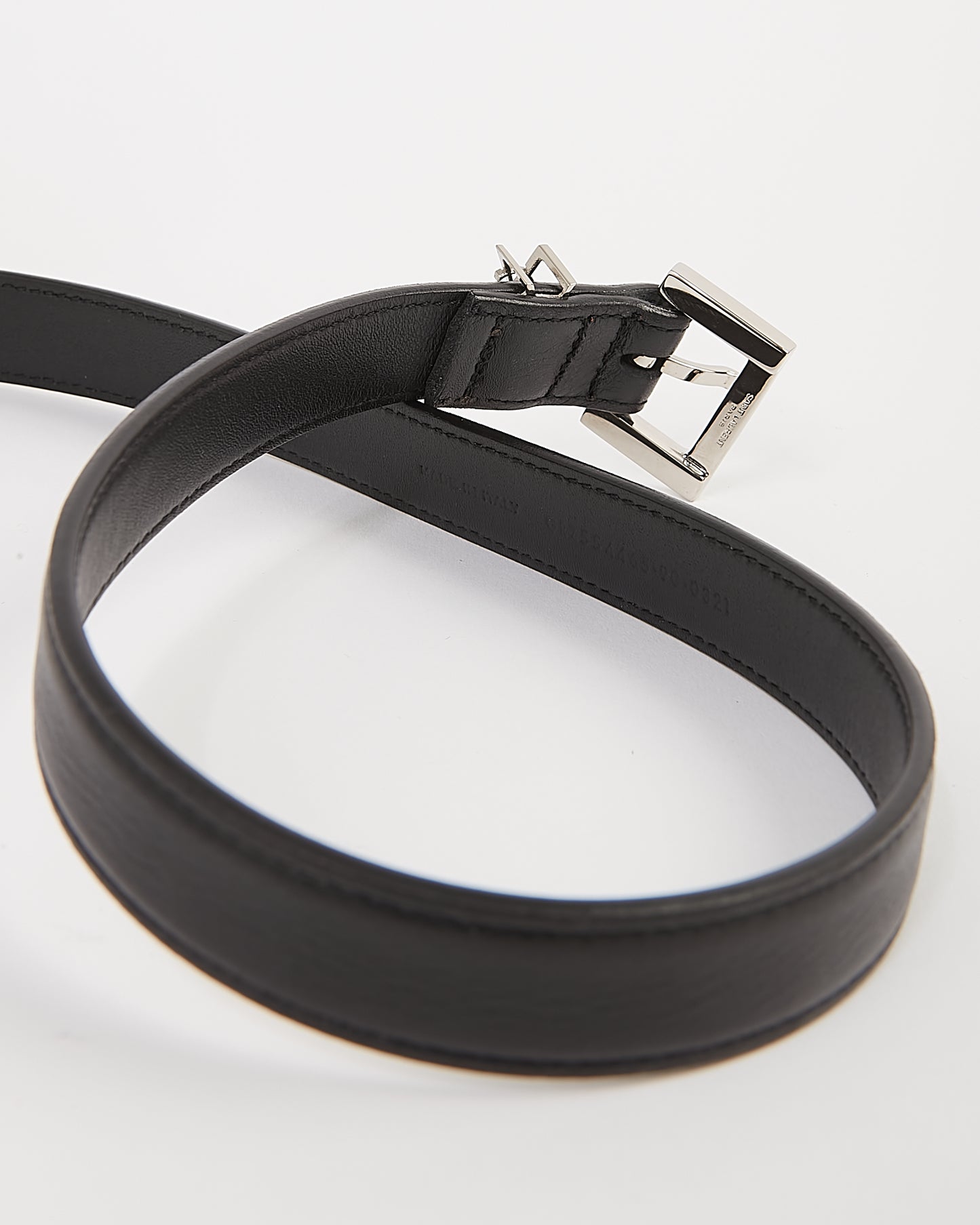 Saint Laurent Black Smooth Leather Skinny Belt - 70