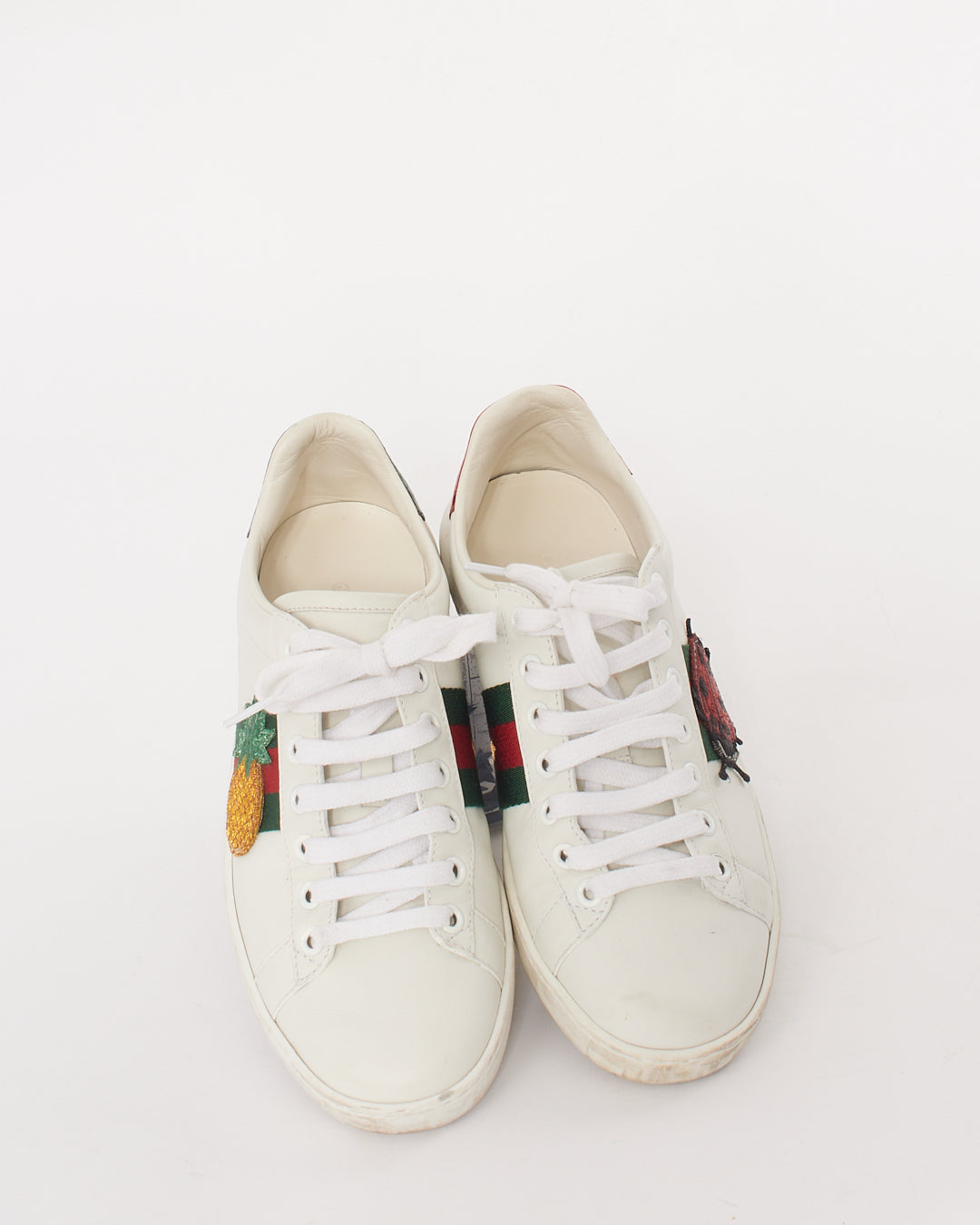 Gucci White Leather Pineapple & Ladybug Ace Sneakers - 35.5