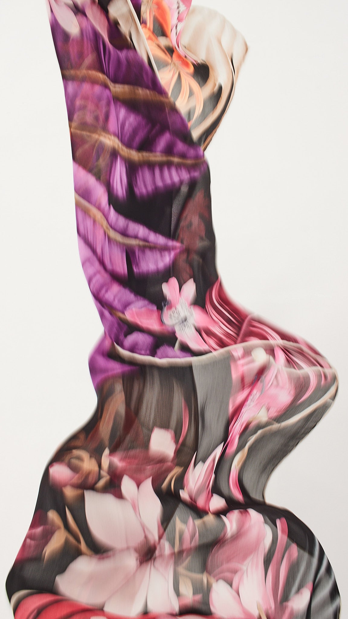 Salvatore Ferragamo Black/Purple Orchidea Silk Scarf