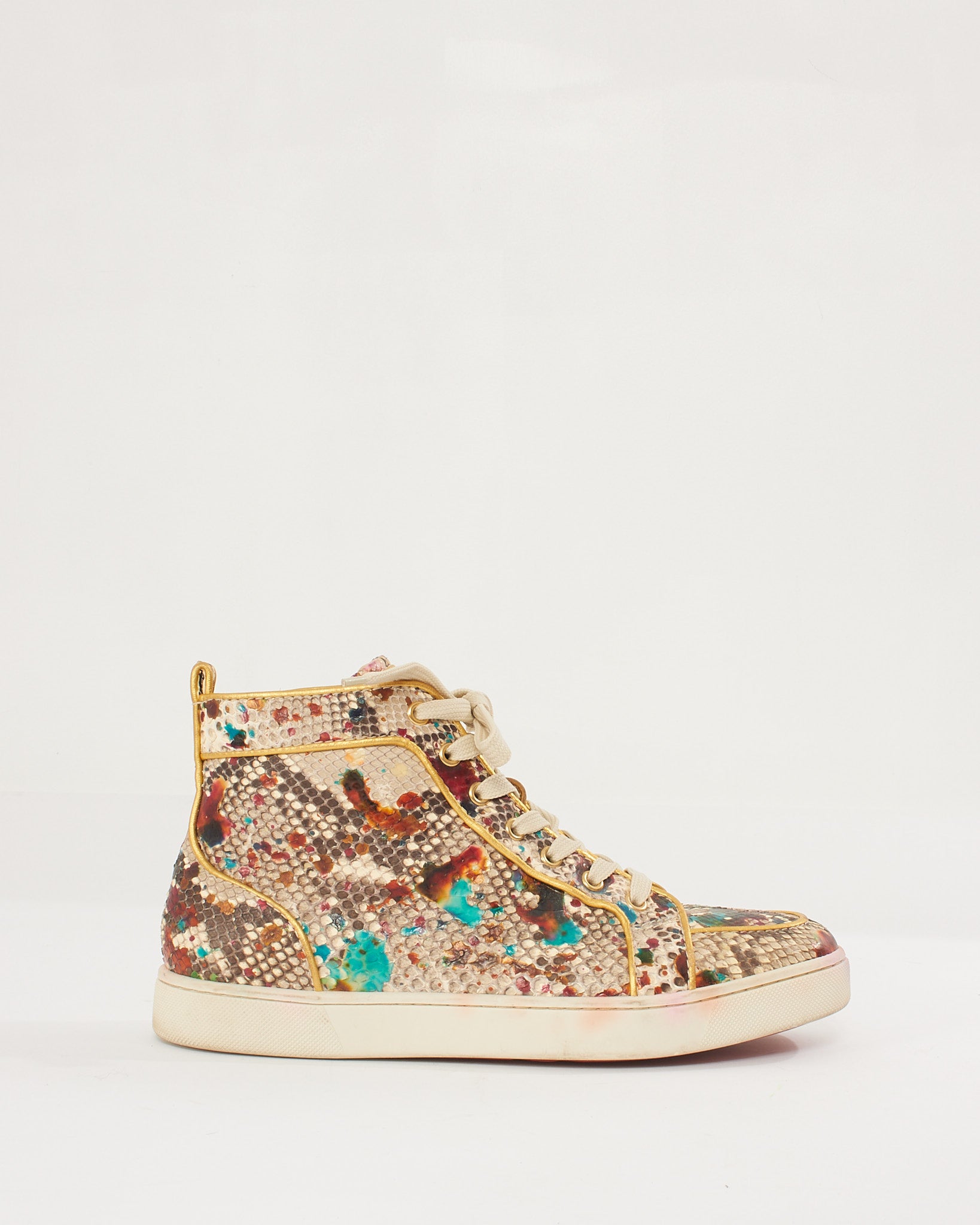 Explore a Christian Louboutin Multicolour Snakeskin High Top