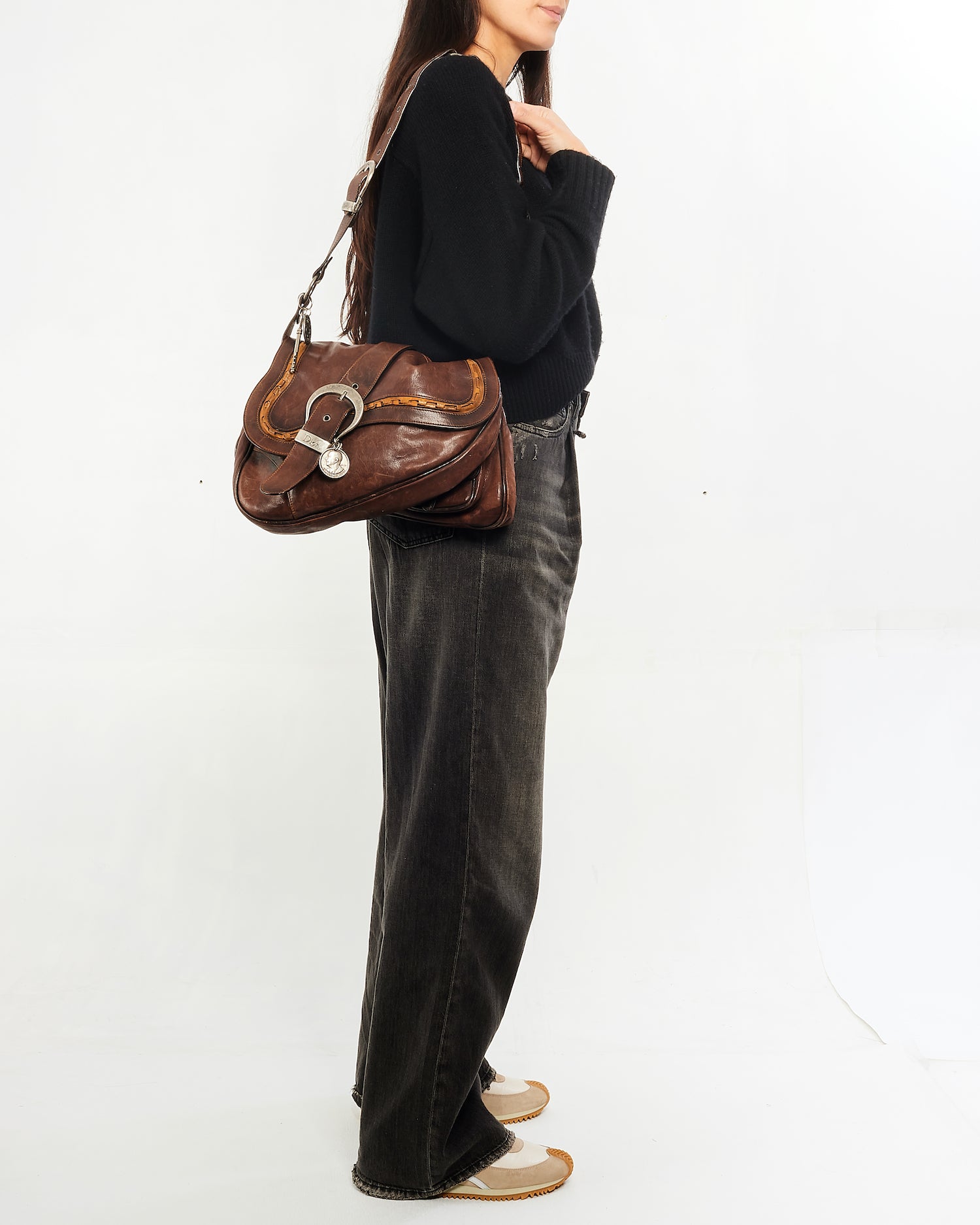 Explore a Dior Brown Leather Double Saddle Gaucho Shoulder Bag