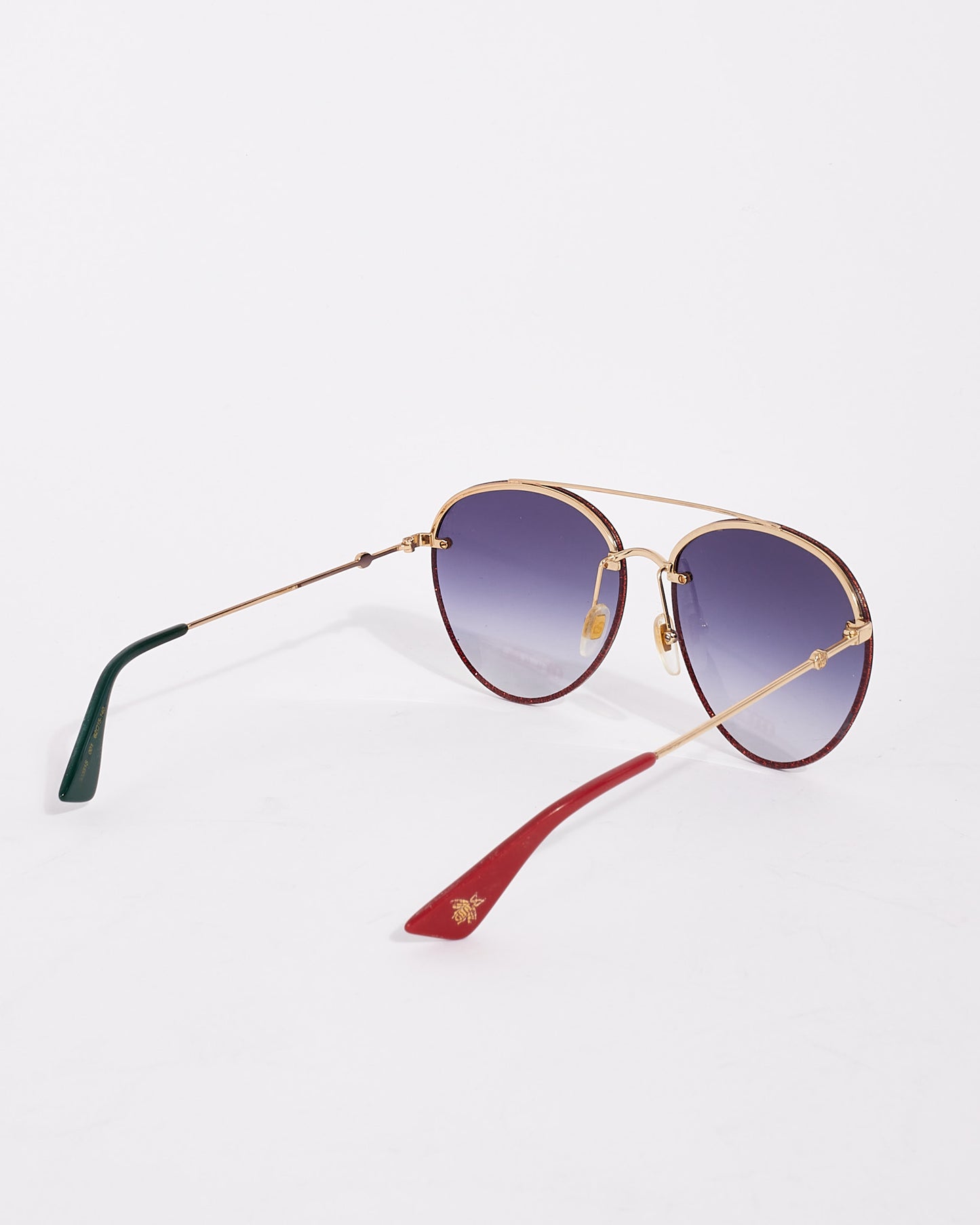 Gucci Red Glitter Round GG0351S Aviator Sunglasses