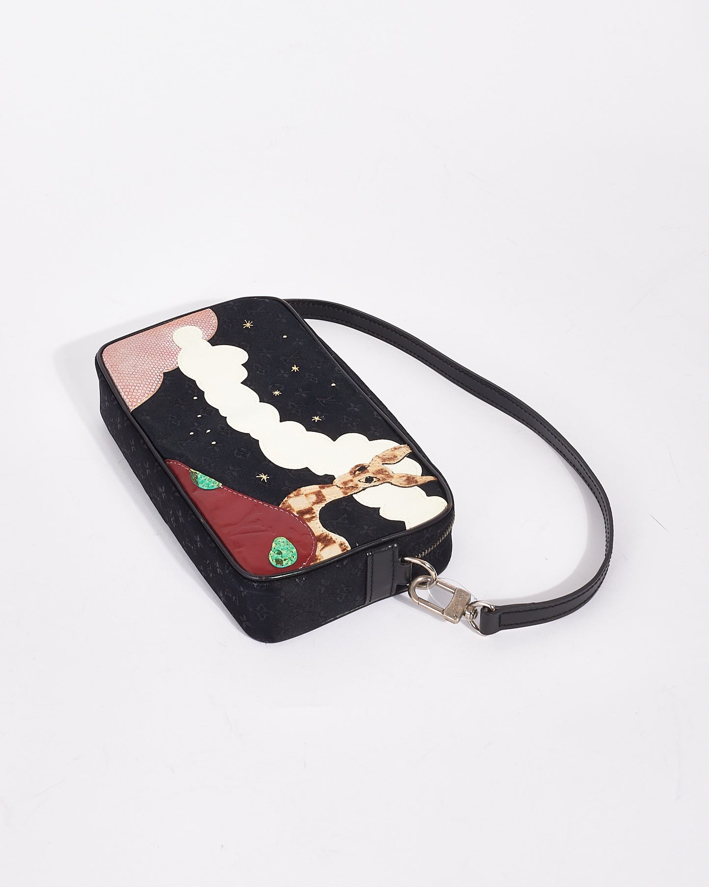 Louis Vuitton Black Monogram Mini Lin Satin "Conte Des Fees Pochette Shoulder Bag