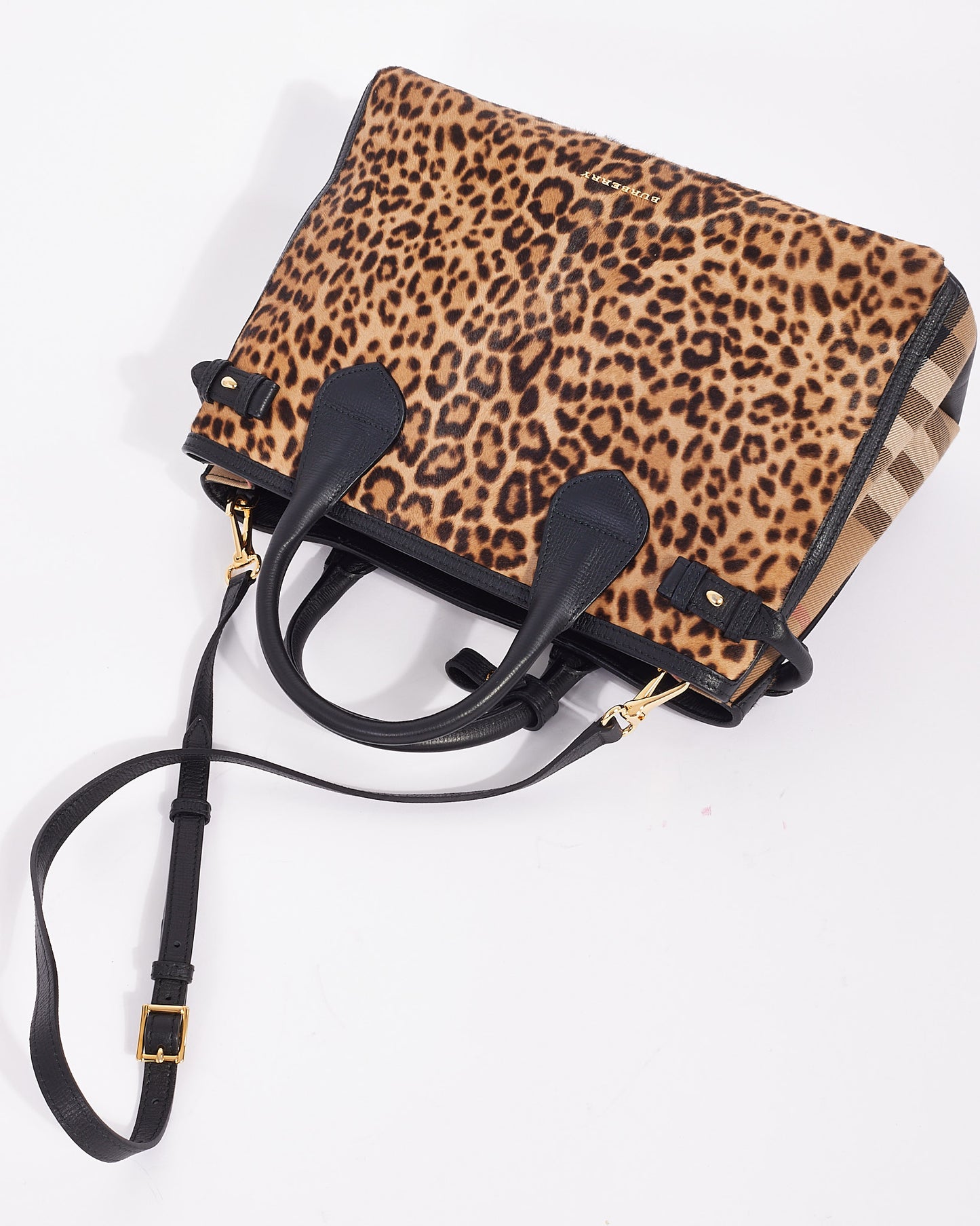 Burberry Leopard Calfhair Banner Tote Bag