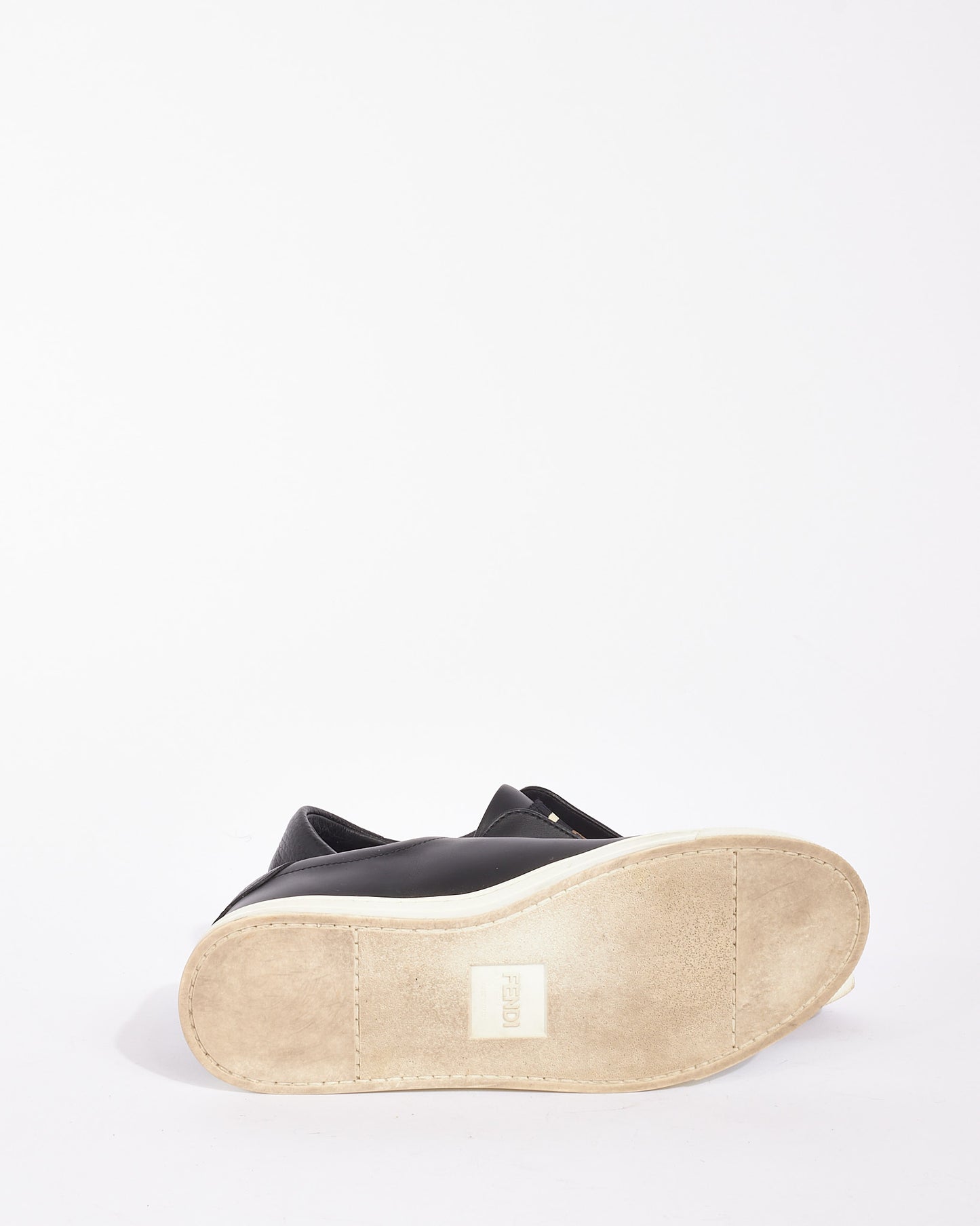 Fendi Black Leather Zucca Rockoclick Slip On Sneakers - 37