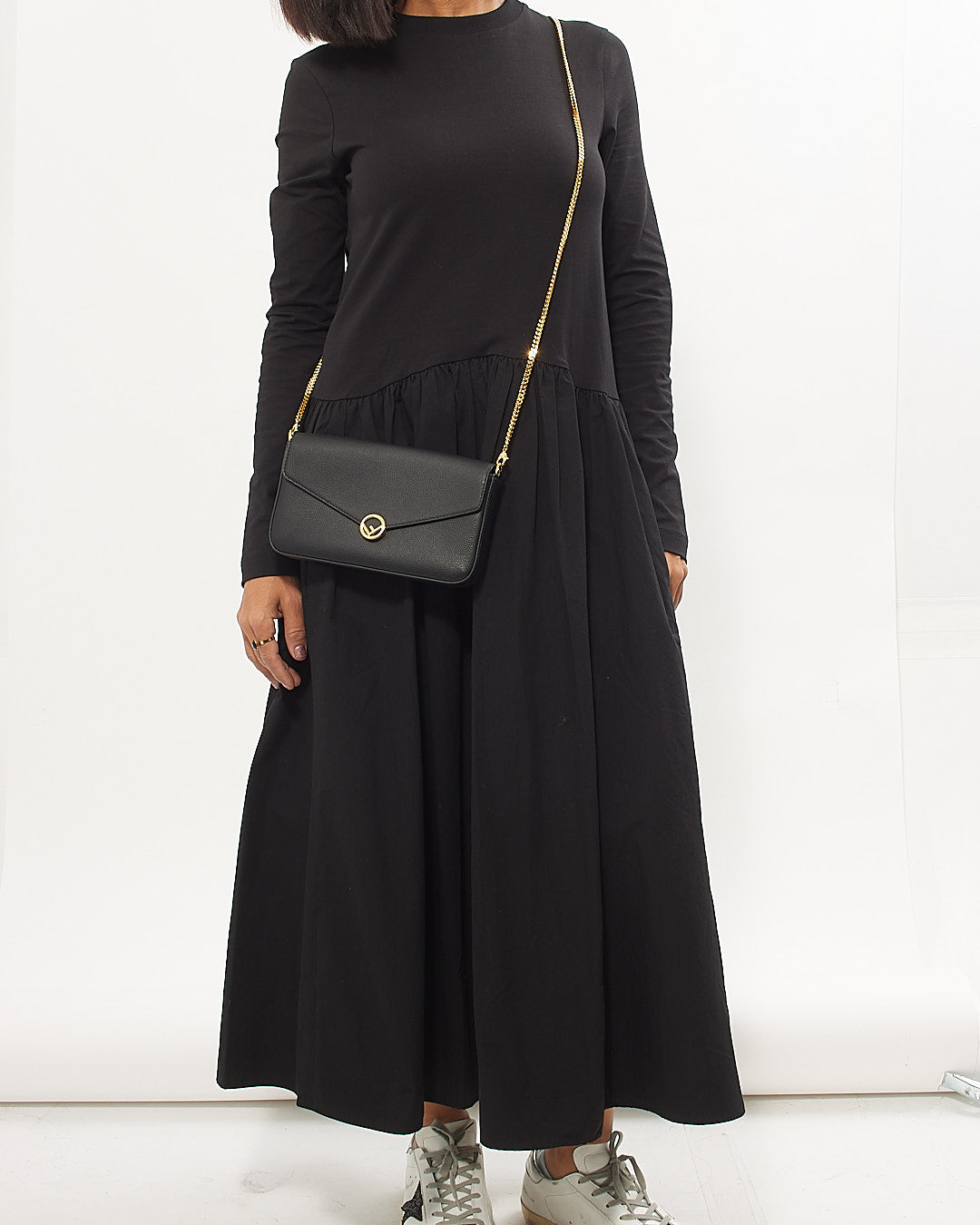 Fendi Black Leather Wallet On Chain