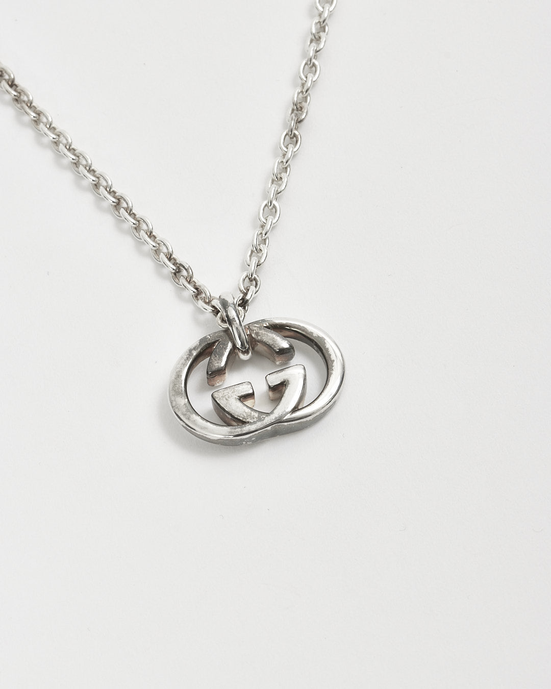 Gucci GG Sterling Silver Interlocking Necklace