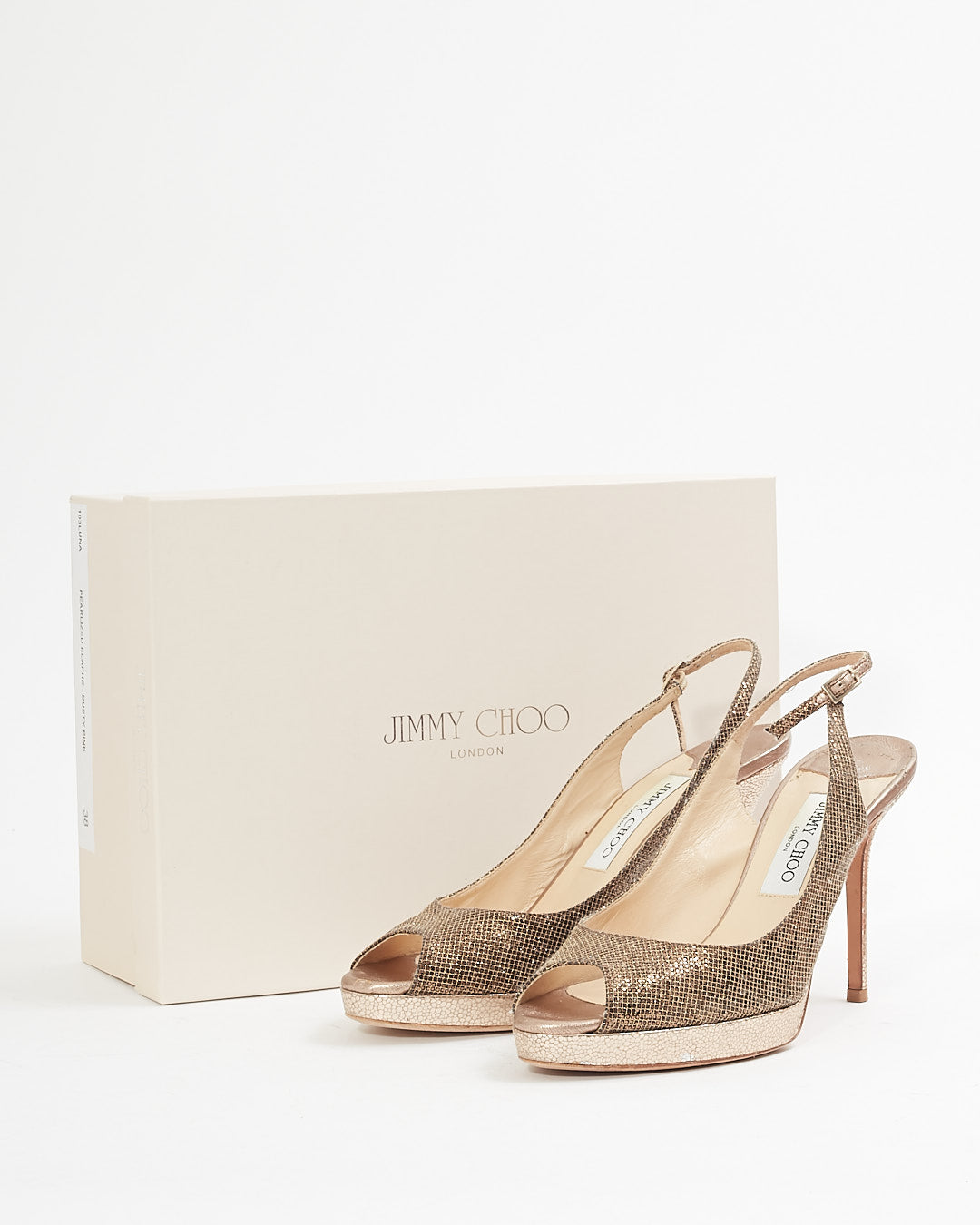 Jimmy Choo Gold Metallic Slingback Heels - 38