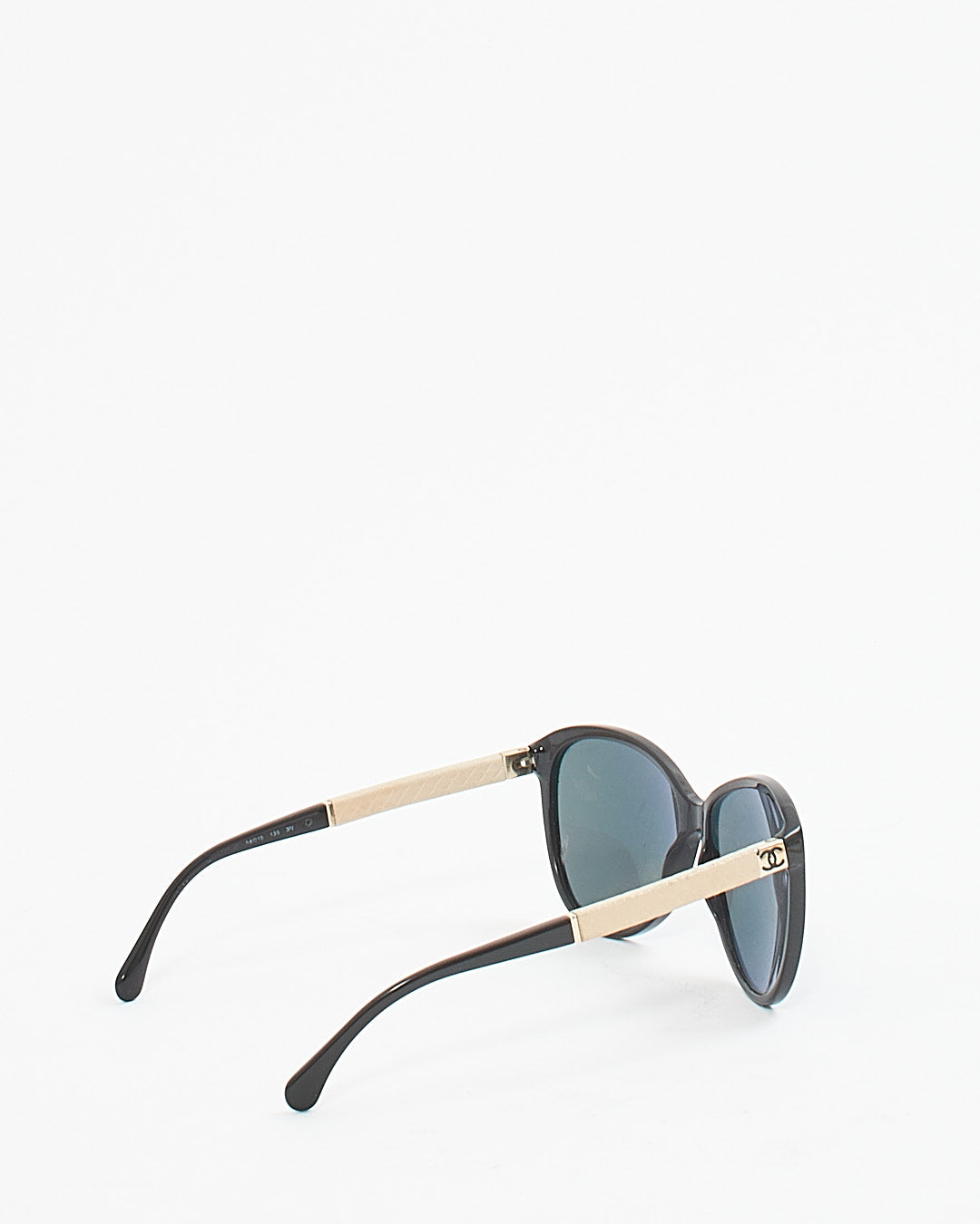 Chanel Black/Beige Quilted Cat Eye Sunglasses