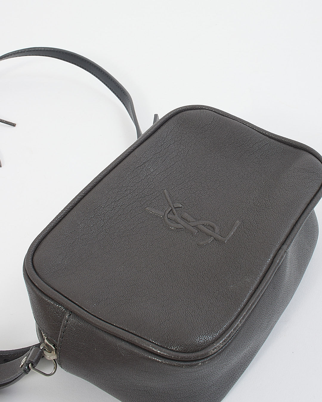 Saint Laurent Grey Leather Embossed Monogram Belt Bag