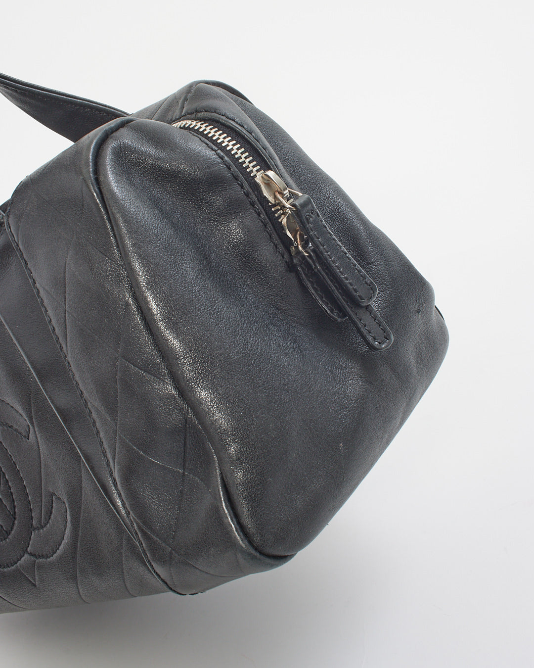 Chanel Black Lambskin Leather Bowler Bag