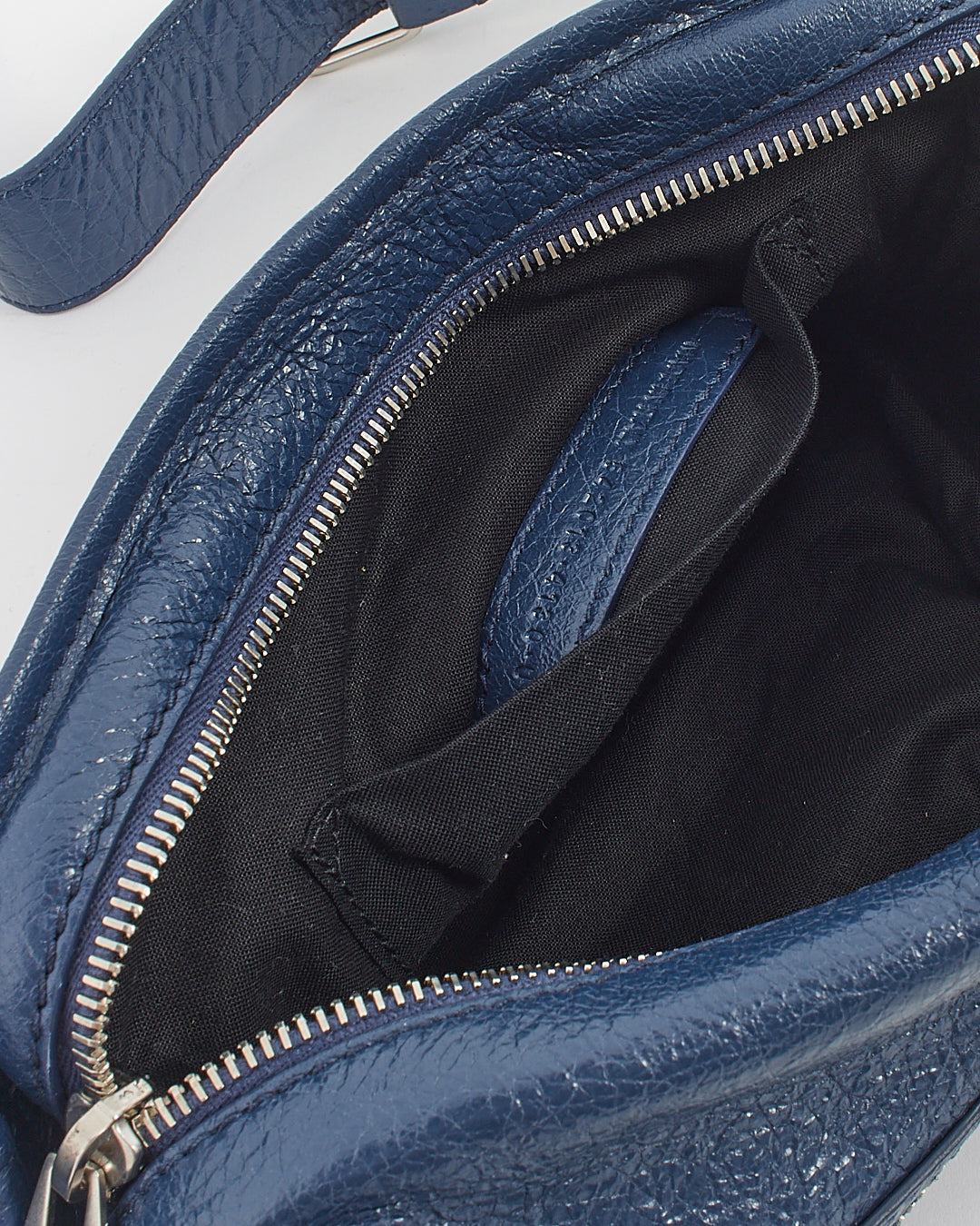 Balenciaga Blue Crinkled Leather Belt Bag
