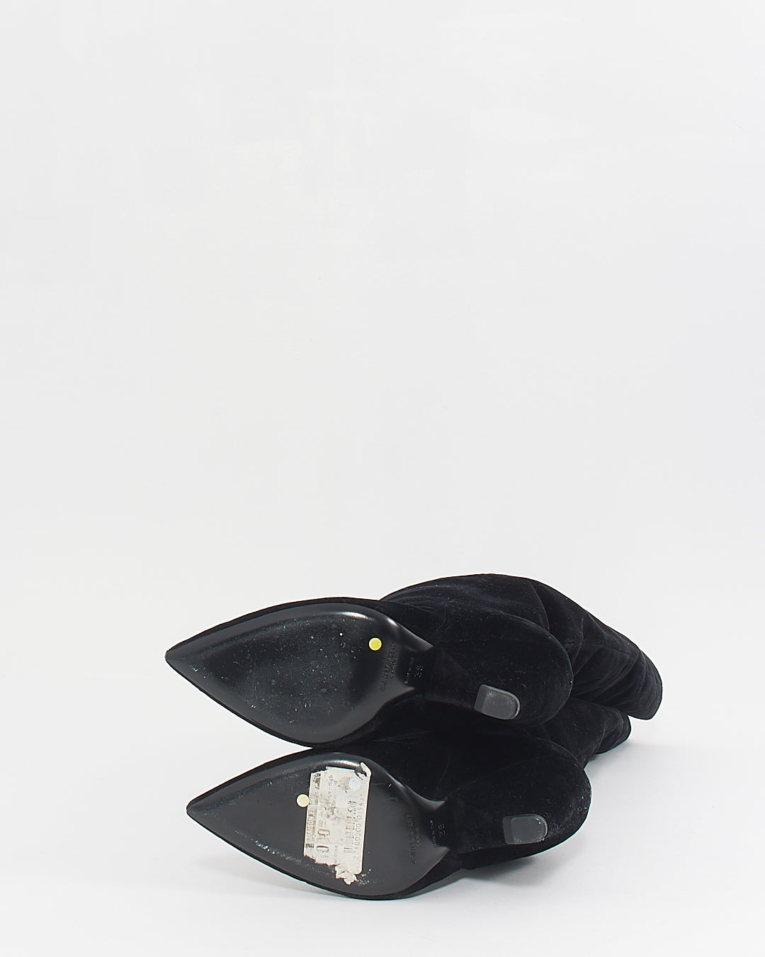 Saint Laurent Black Velvet Tigh-High Niki Boots - 38