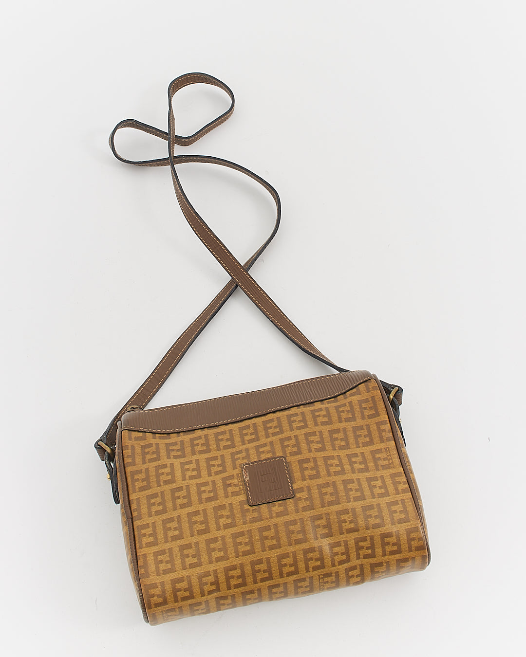 Fendi Vintage Beige Coated Canvas Zucca Print Crossbody Bag