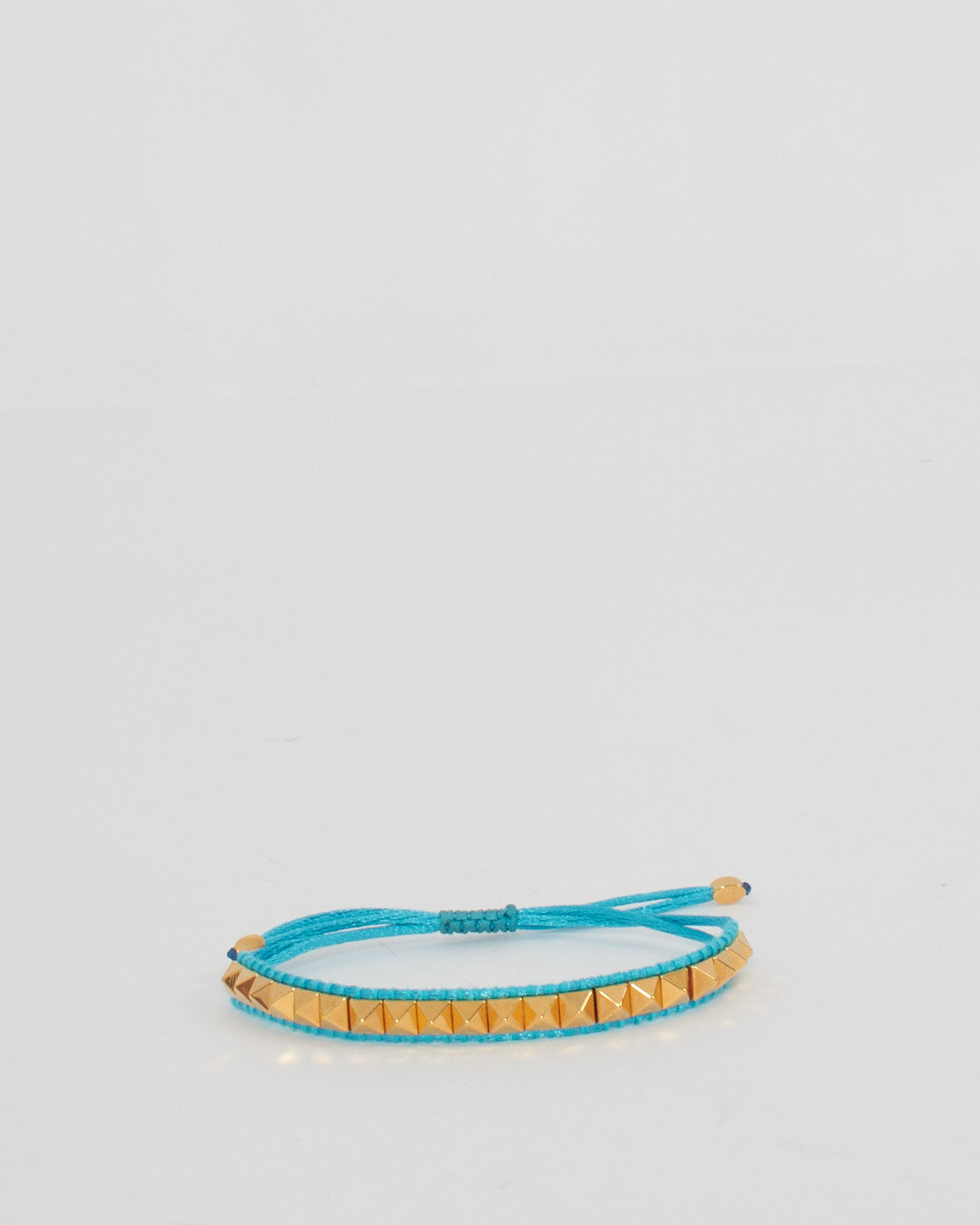 Valentino Blue Teal Cord Gold Stud Bracelet