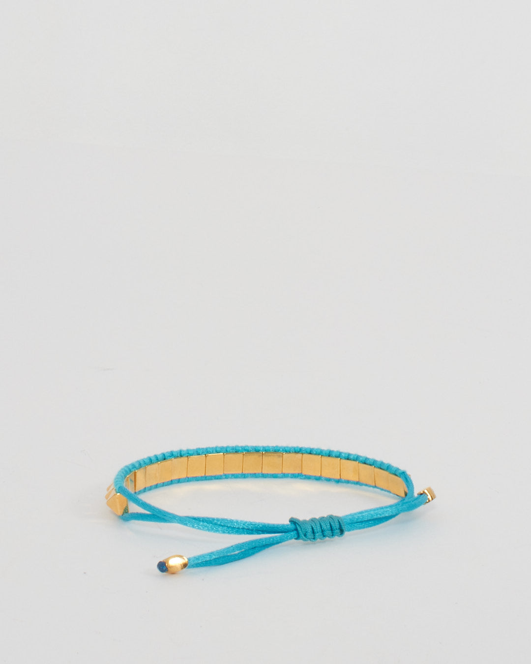 Valentino Blue Teal Cord Gold Stud Bracelet