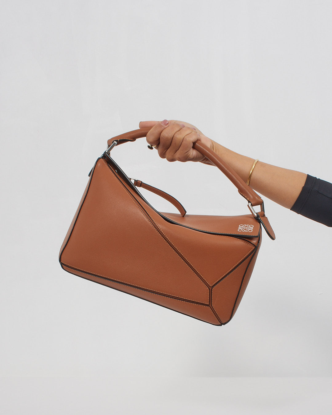 Loewe Sac puzzle moyen en cuir beige/marron