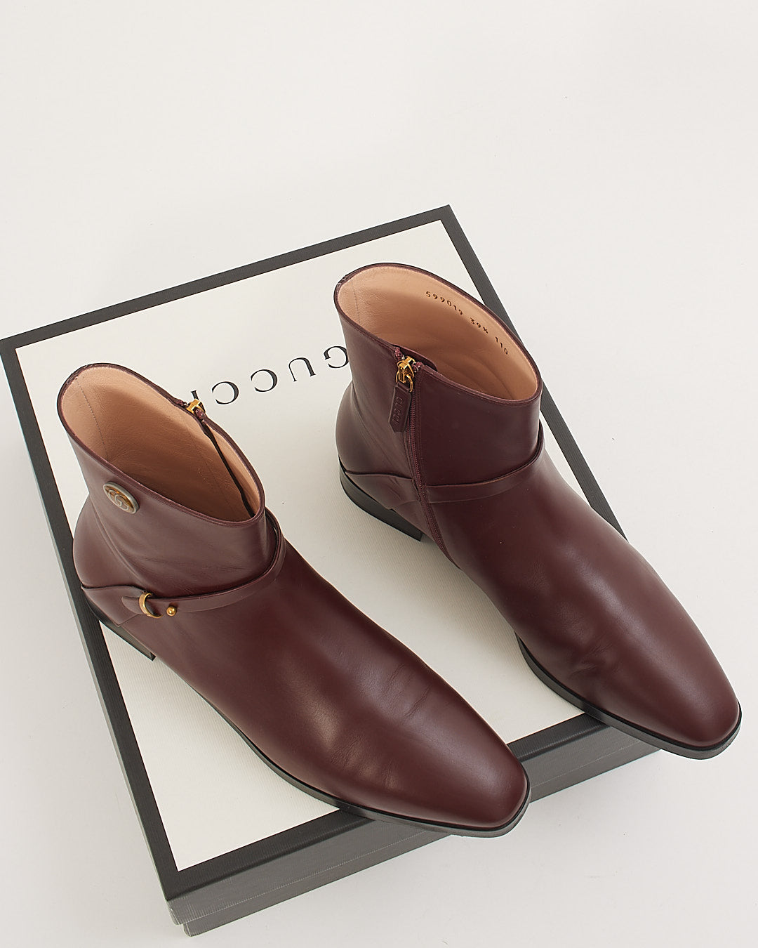 Gucci Vintage Bordeaux GG Elite Calf Leather Boots - 39.5